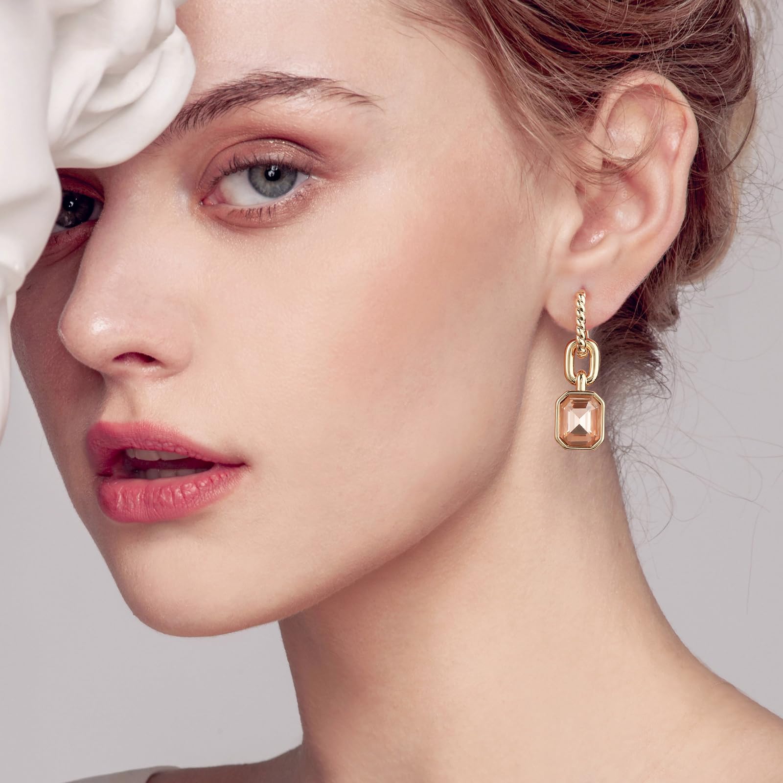 18K Gold Plated Crystal Hoop Earrings for Women - Trendy Emerald Green & Black Dangling Earrings, Elegant Jewelry Gift for Mother, Wife | Perfect for Parties, Weddings & Special Occasions