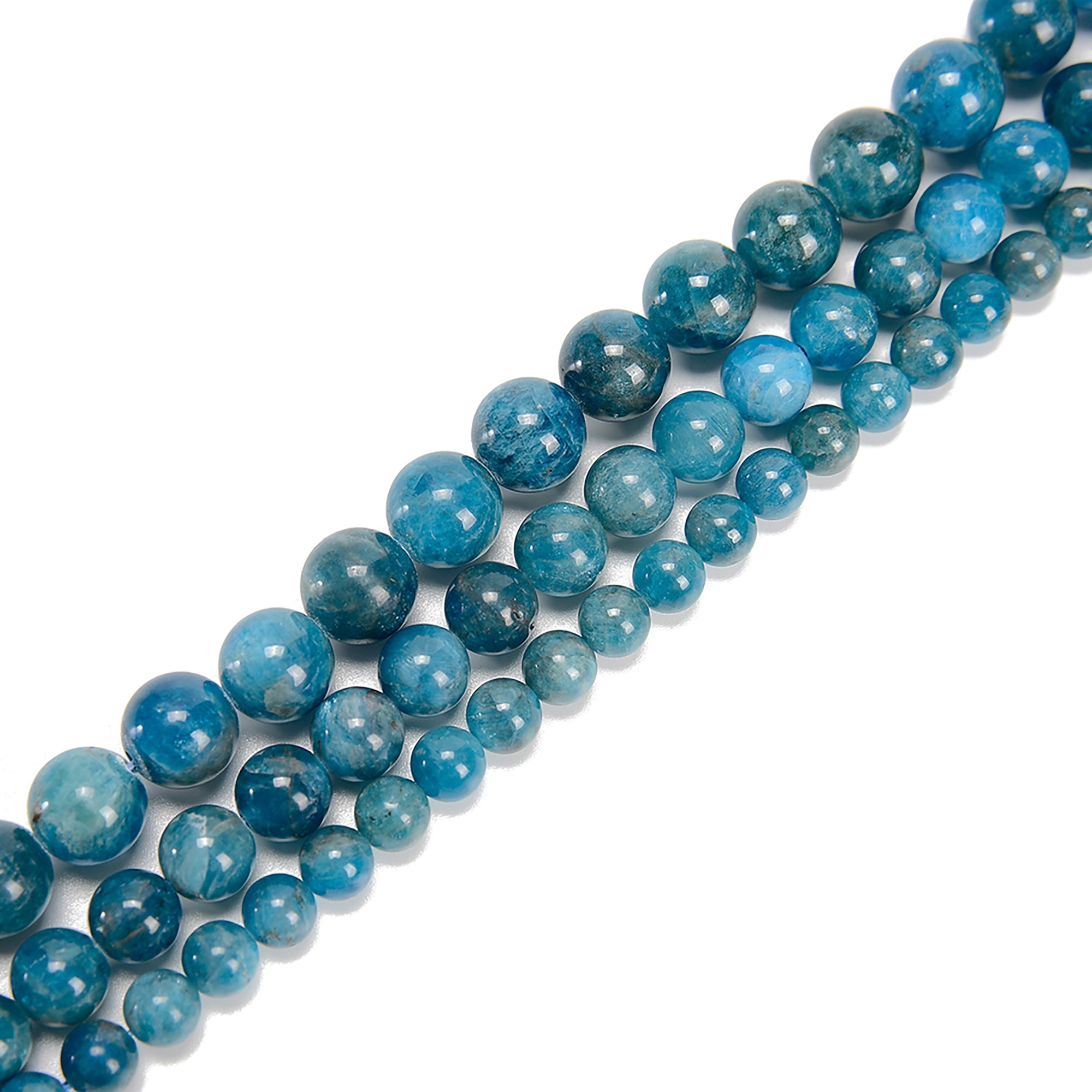 Premium Natural Blue Apatite Gemstone Beads - 6mm 8mm 10mm Smooth Round Beads - 15.5