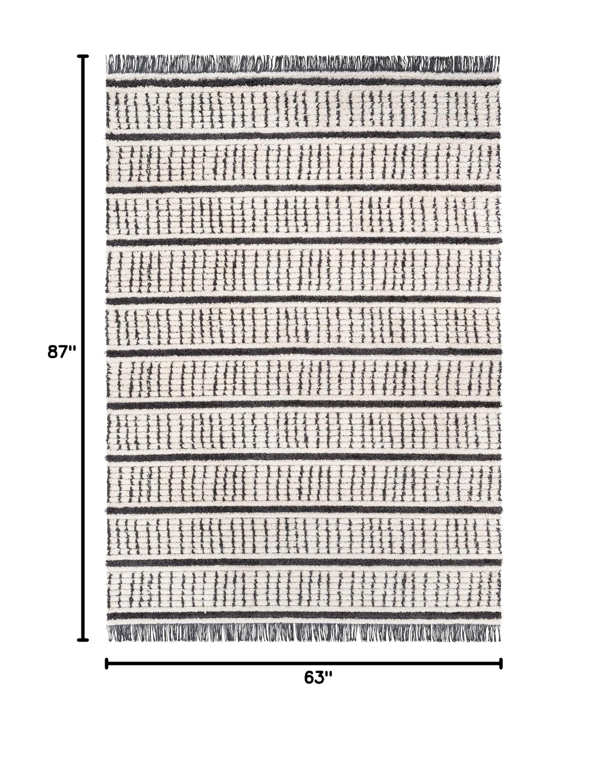 Well Woven Vihno Ivory Tribal Stripes Geometric Pattern Area Rug 5x7 (5'3