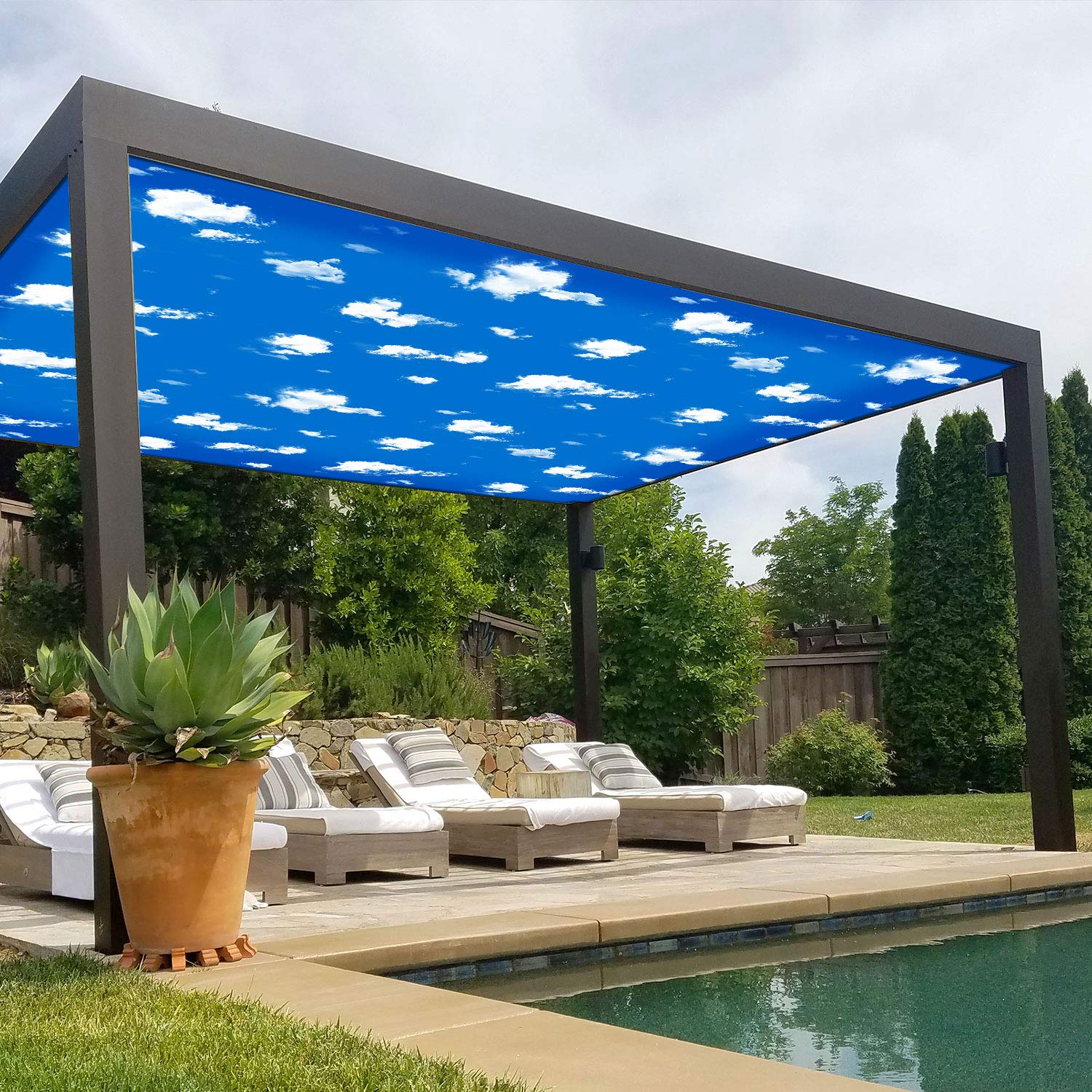 14'x24' 260 GSM Blue Sky Cloud Waterproof Rectangle Sun Shade Sail - UV Block Canopy with Grommets for Deck, Pergola, Patio Cover - Perfect for Outdoor Shade, Backyard Relaxation & Summer Protection