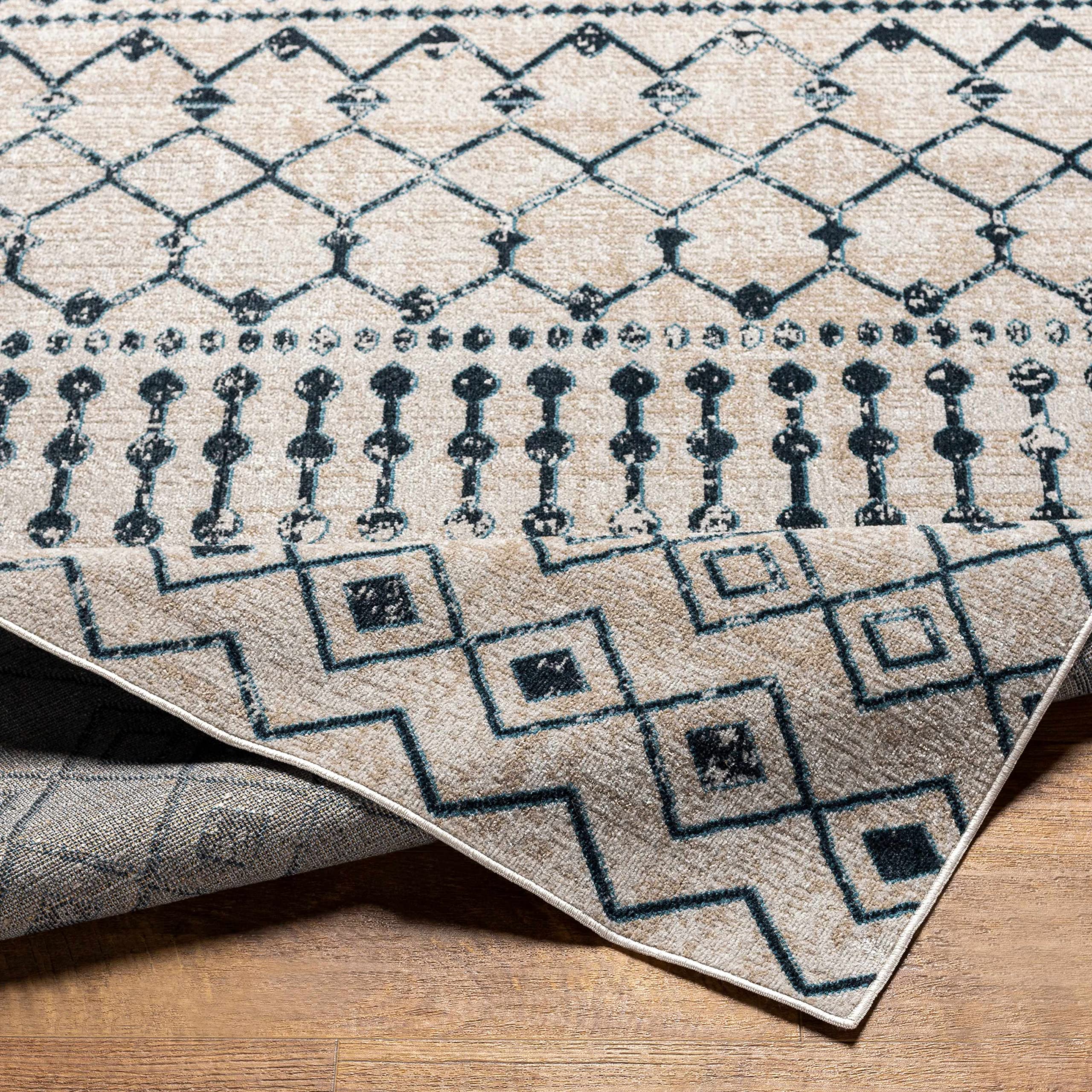 Modderfontein Machine Washable Area Rug - Blue & Beige 7'10