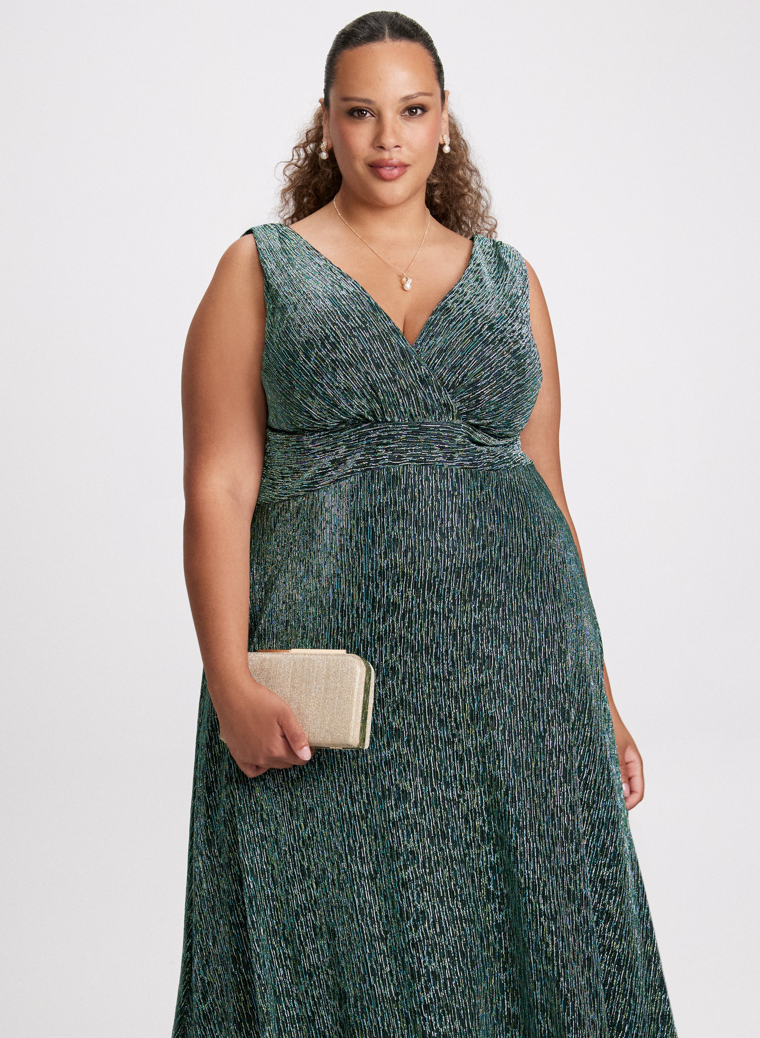 Elegant Fit & Flare Metallic Detail Dress for Women - Perfect for Parties, Weddings & Special Occasions
