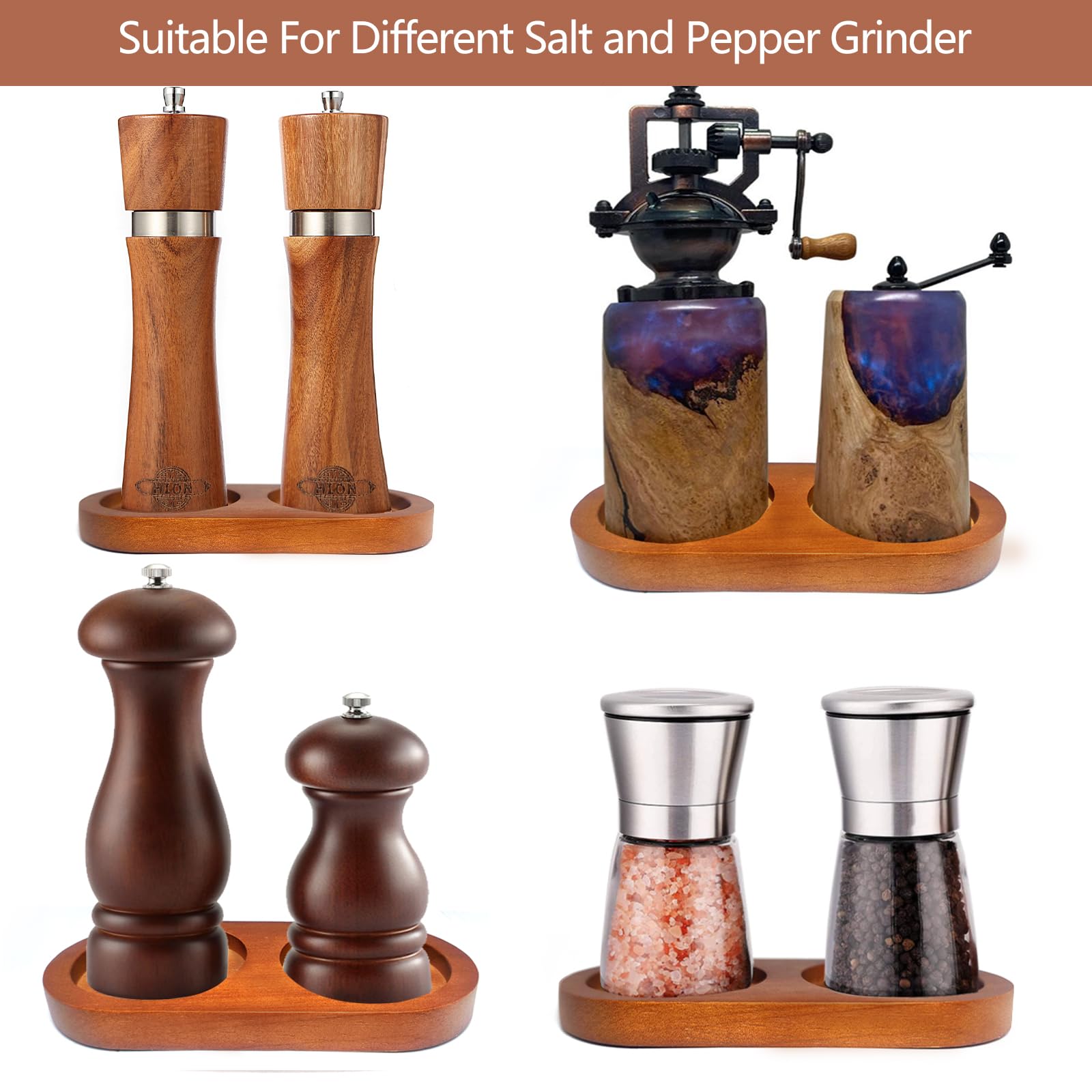 Premium Rubberwood Salt and Pepper Mill Tray - 2.76