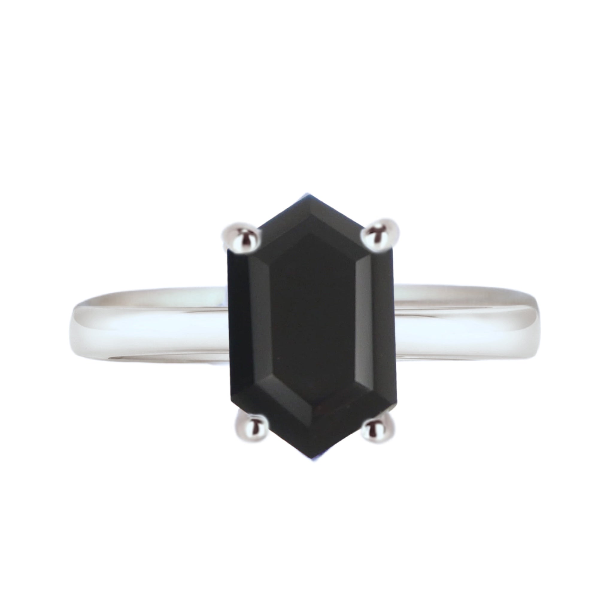 Laihas Mini Hex Crystal Onyx Ring for Women - Elegant Gothic Jewelry for Everyday Wear, Gift Giving & Special Occasions
