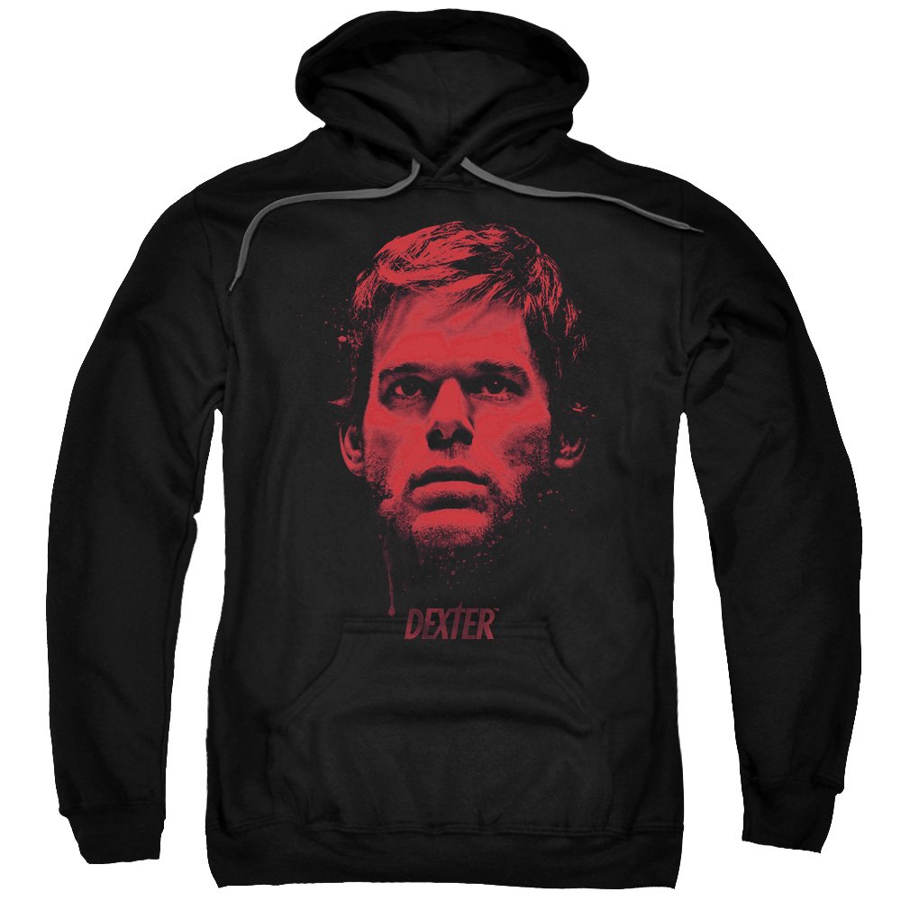 Dexter Hoodie Bloody Face Black Hooded Sweatshirt - Halloween Costume, TV Show Merchandise, Cosplay Outfit for Fans