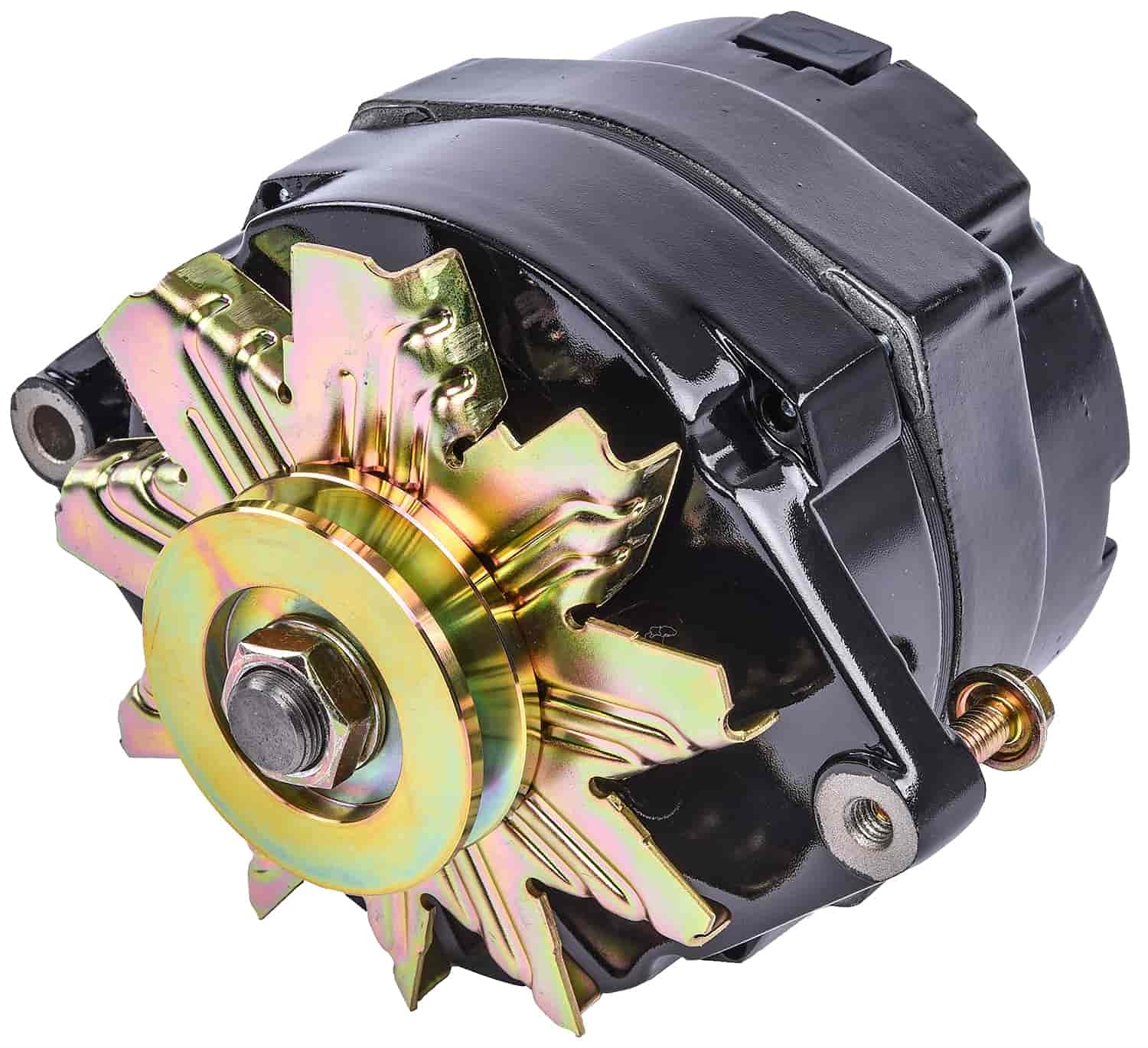 JEGS 1-Wire GM Alternator 100 Amp - High Performance Black Finish Alternator with Internal Regulator | 12 Volt GM 10si Style | Includes Single Groove V-Belt Pulley & Fan | Made in USA | Perfect for Classic Car Restoration, Hot Rods & Off-Road Vehicles