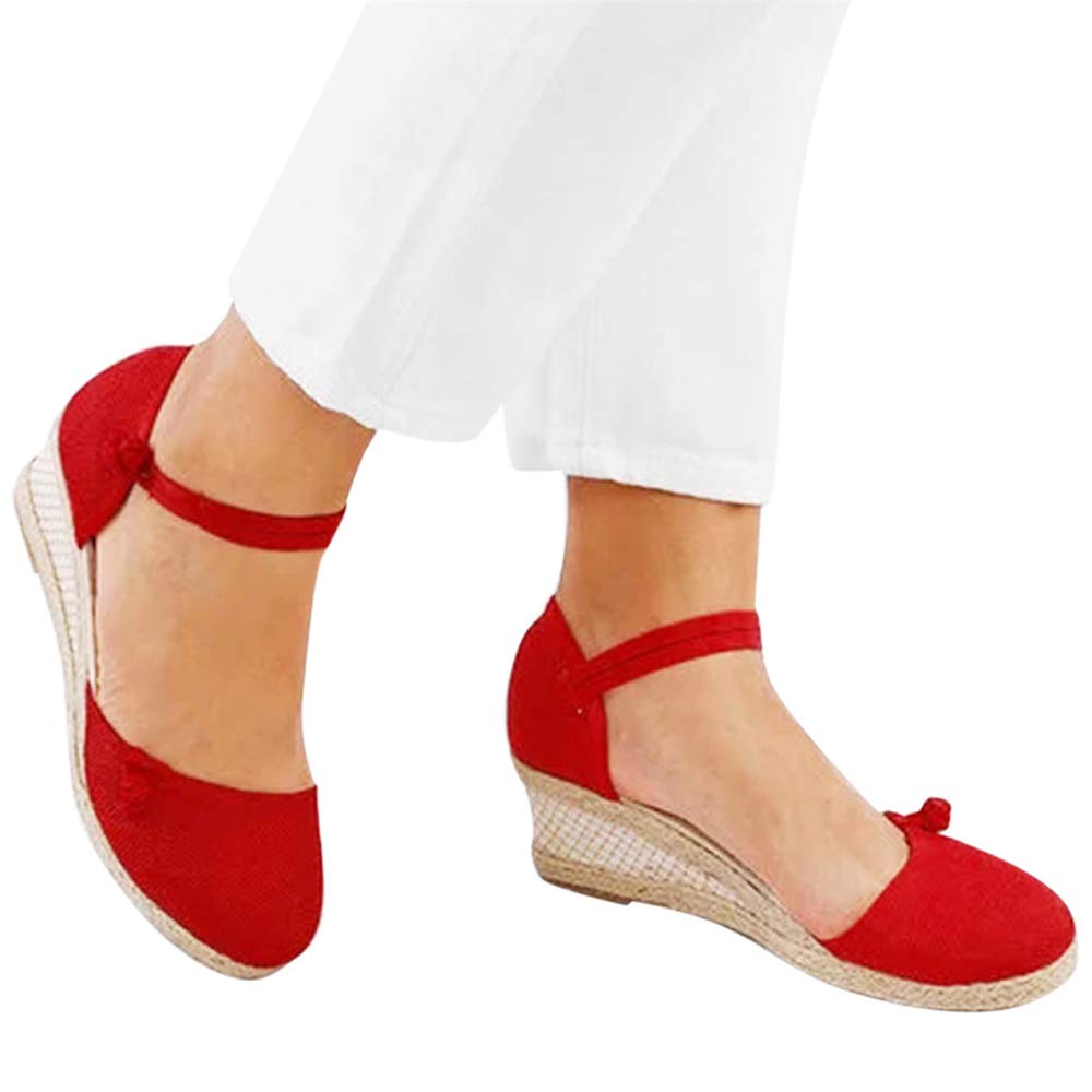 Aniywn Women's Closed Toe Retro Wedge Sandals - Casual Buckle Strap Espadrilles for Ladies | Perfect for Summer Outfits, Beach Vacations & Date Nights