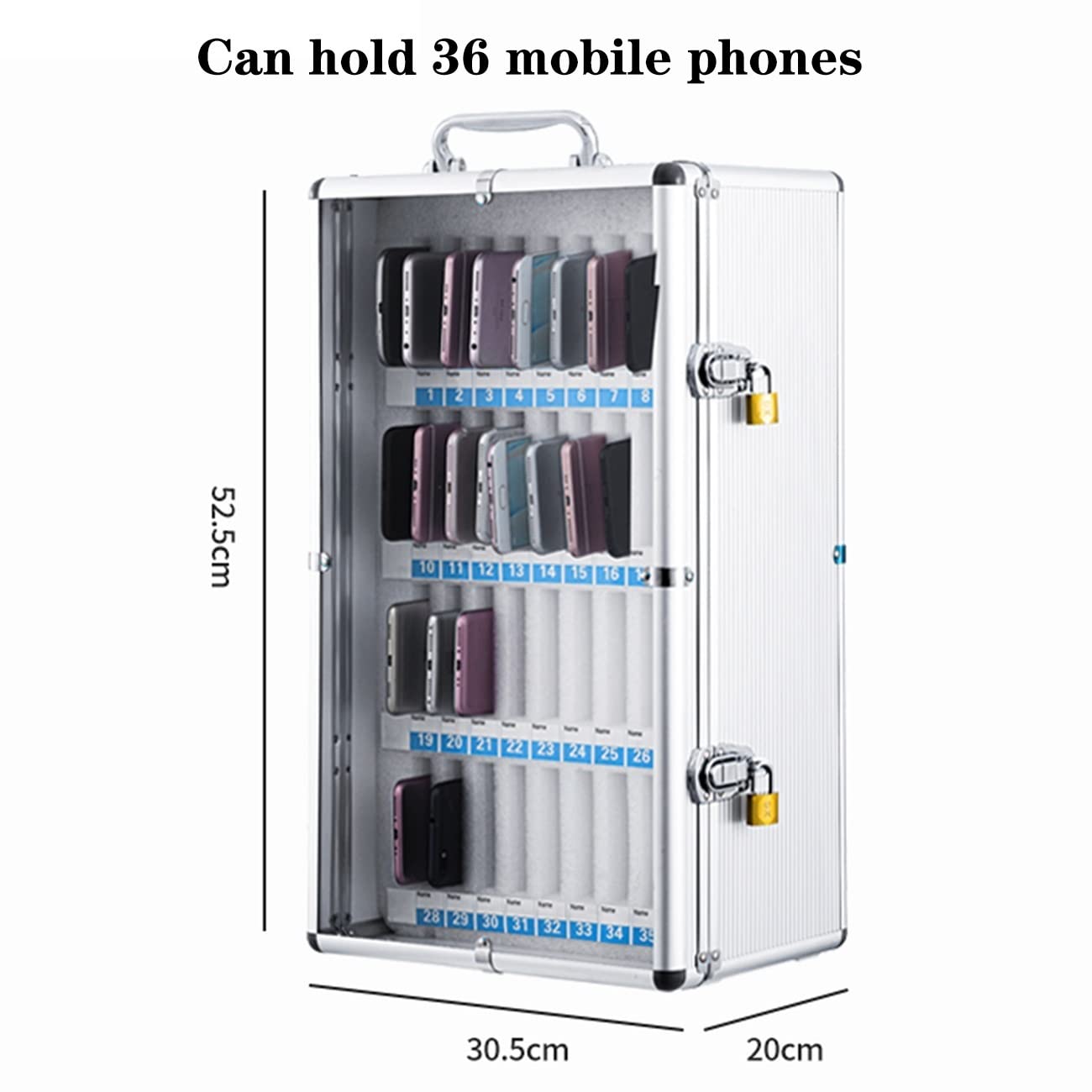 Wall Mounted Transparent Lockable Phone Storage Cabinet - 12 to 60 Position Mobile Phone Organizer & Safe Deposit Box | Perfect for Retail Stores, Offices, and Public Spaces to Securely Display & Store Smartphones