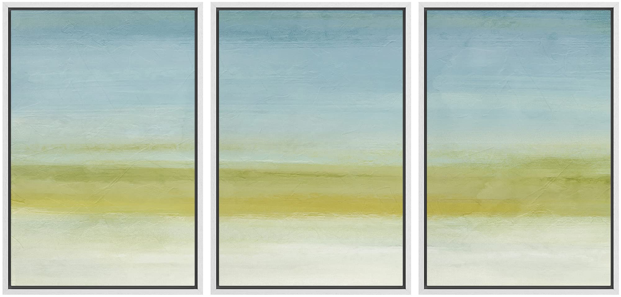 Wall26 Framed Canvas Print Wall Art Set - Pastel Blue & Yellow Abstract Landscape Paintings, Modern Multicolor Artwork for Living Room, Bedroom, Office Decor - 16x24 Inches White Frame | Perfect for Home, Office & Gift Giving