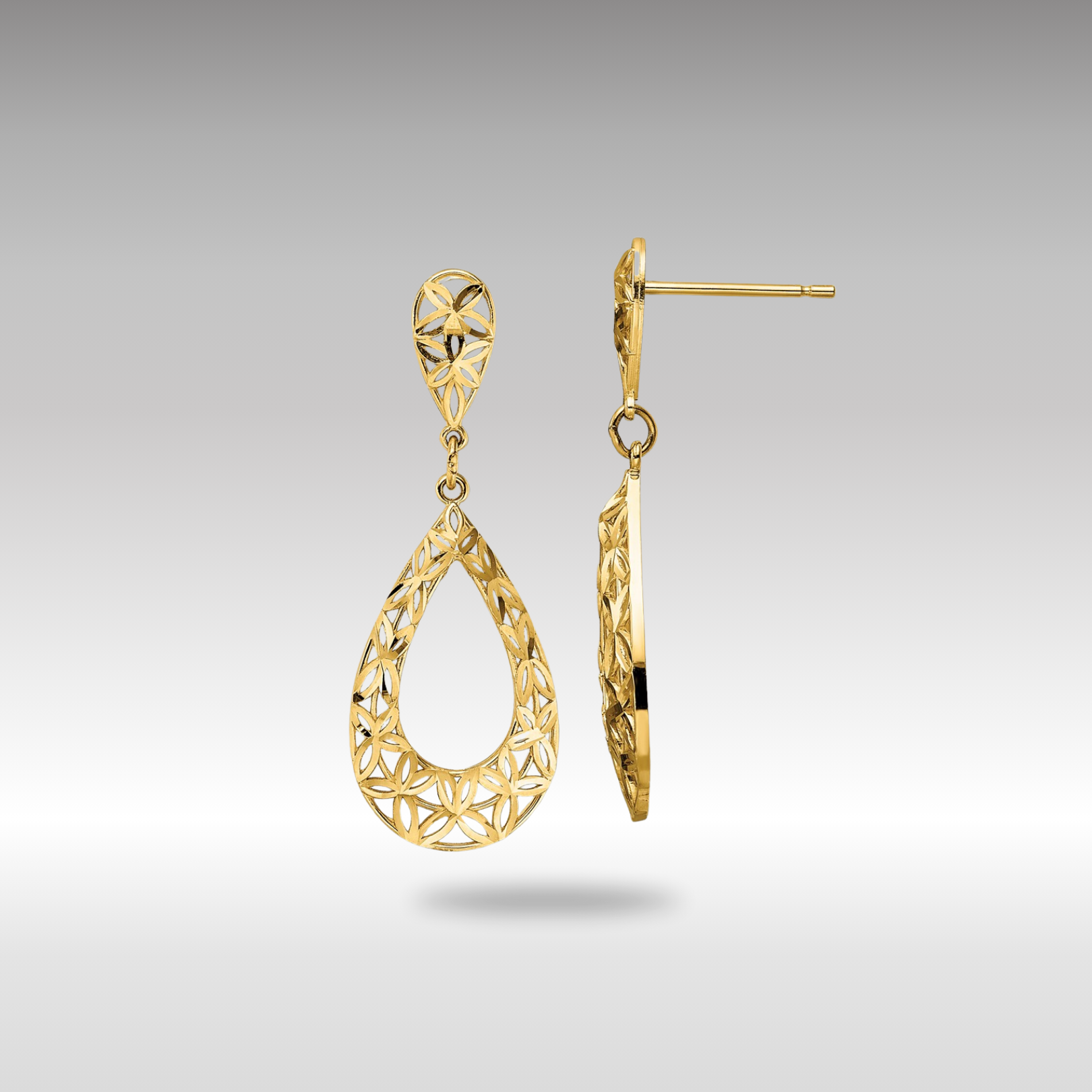 Gold Diamond Cut Dangle Post Earrings for Women - Elegant Fashion Jewelry Gift (Model YE1934) | Perfect for Parties, Weddings & Special Occasions