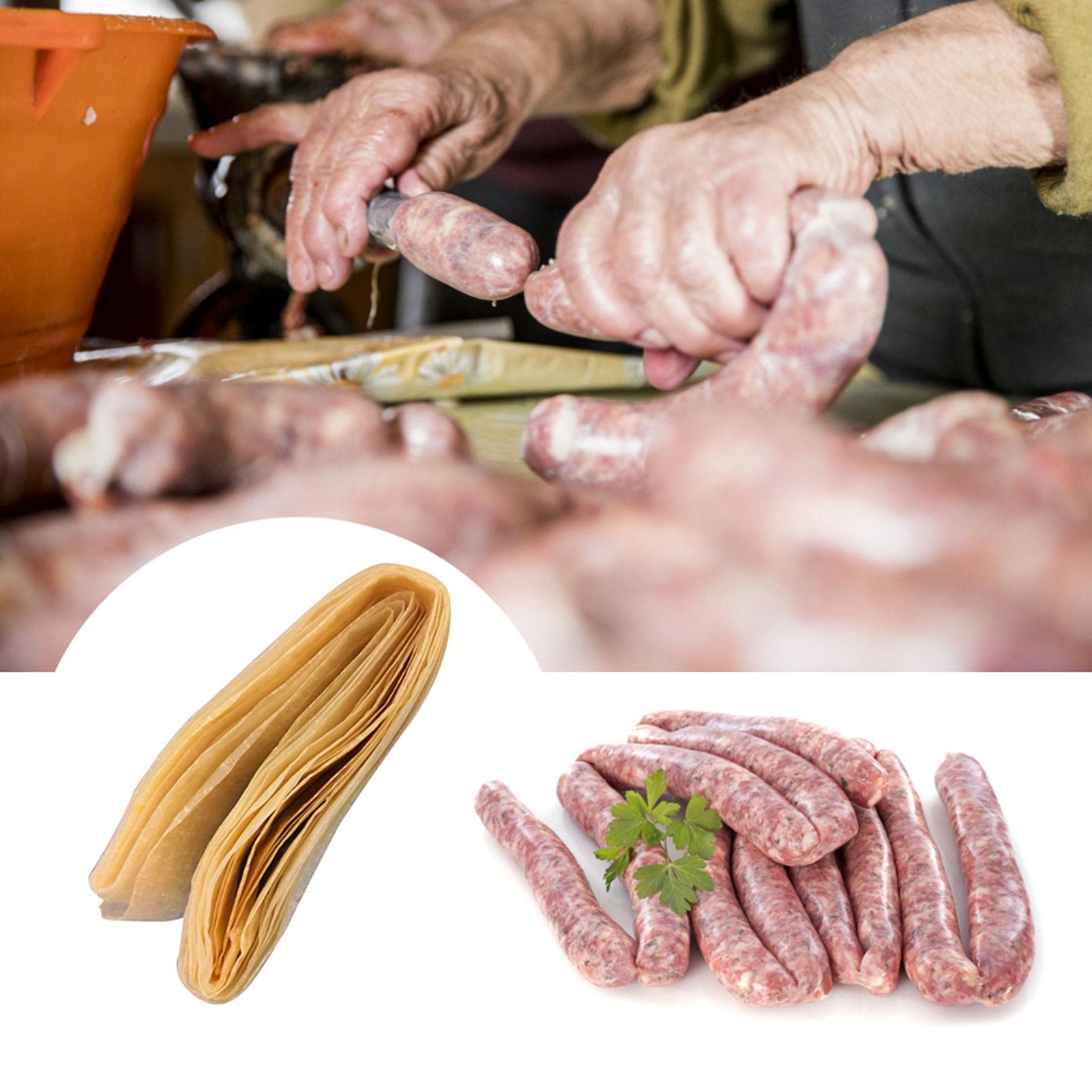 Premium Edible Sausage Casings for Homemade Sausage & Ham - Natural Drying Sausage Skins - Perfect for Kitchen, BBQ, Charcuterie & Food Preservation