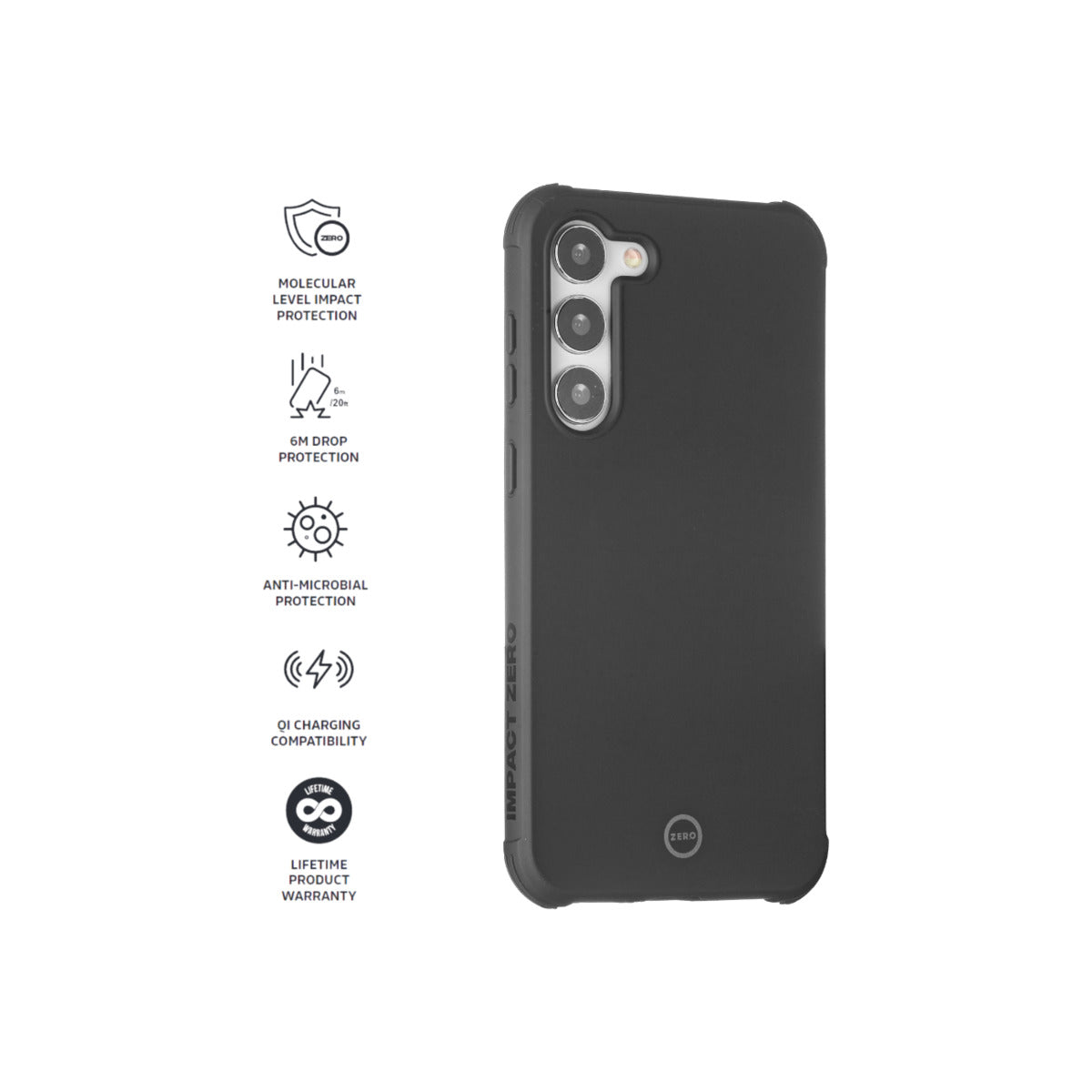 Impact Zero® Shockproof Durable Phone Case for Samsung Galaxy S23+ - Black | Slim Protective Cover with Anti-Scratch Design for Everyday Use & Outdoor Activities