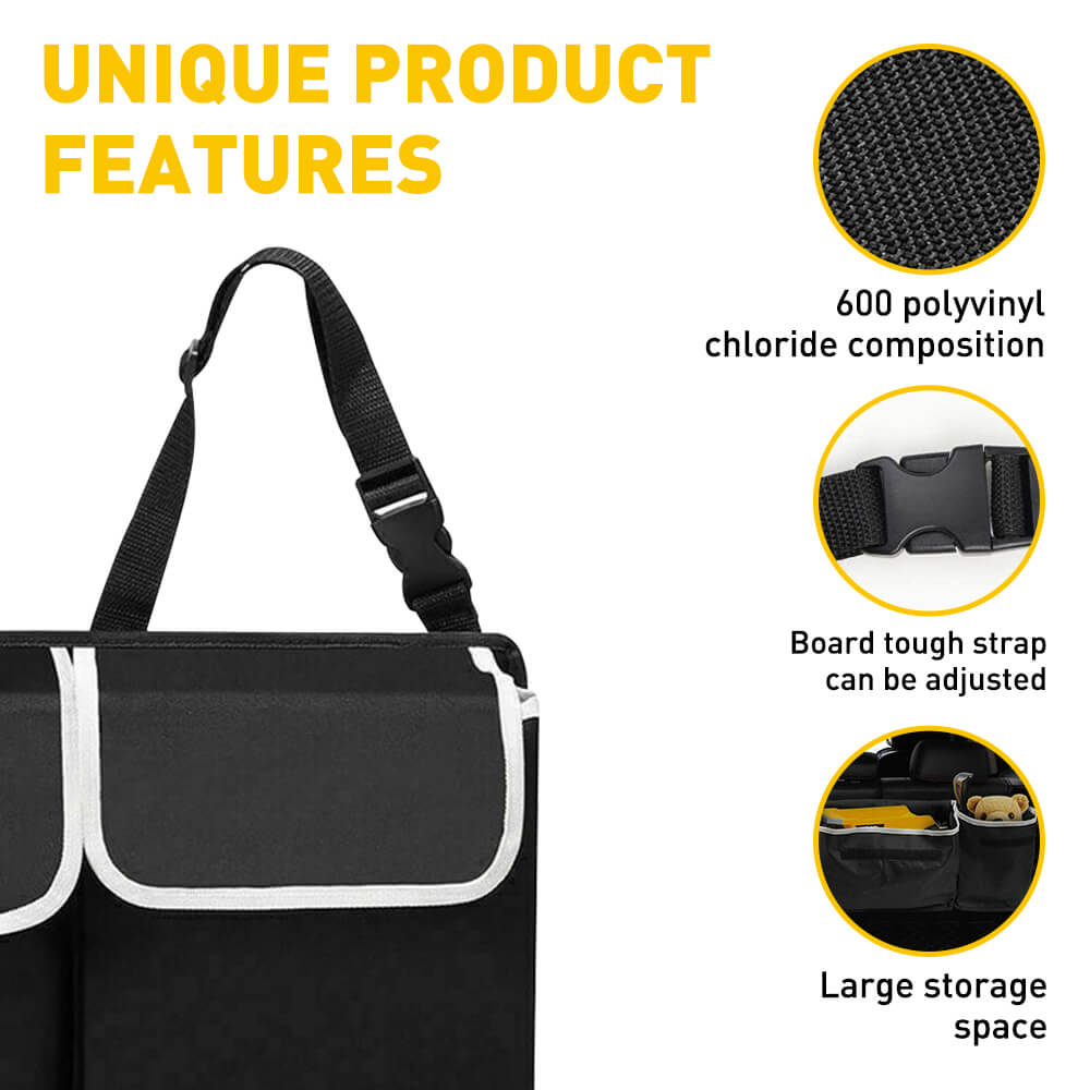Large Capacity Waterproof Universal Car Trunk Organizer - Durable Space Saving Hanging Car Storage for SUV, Sedan & Minivan | Perfect for Road Trips, Grocery Shopping & Travel Accessories