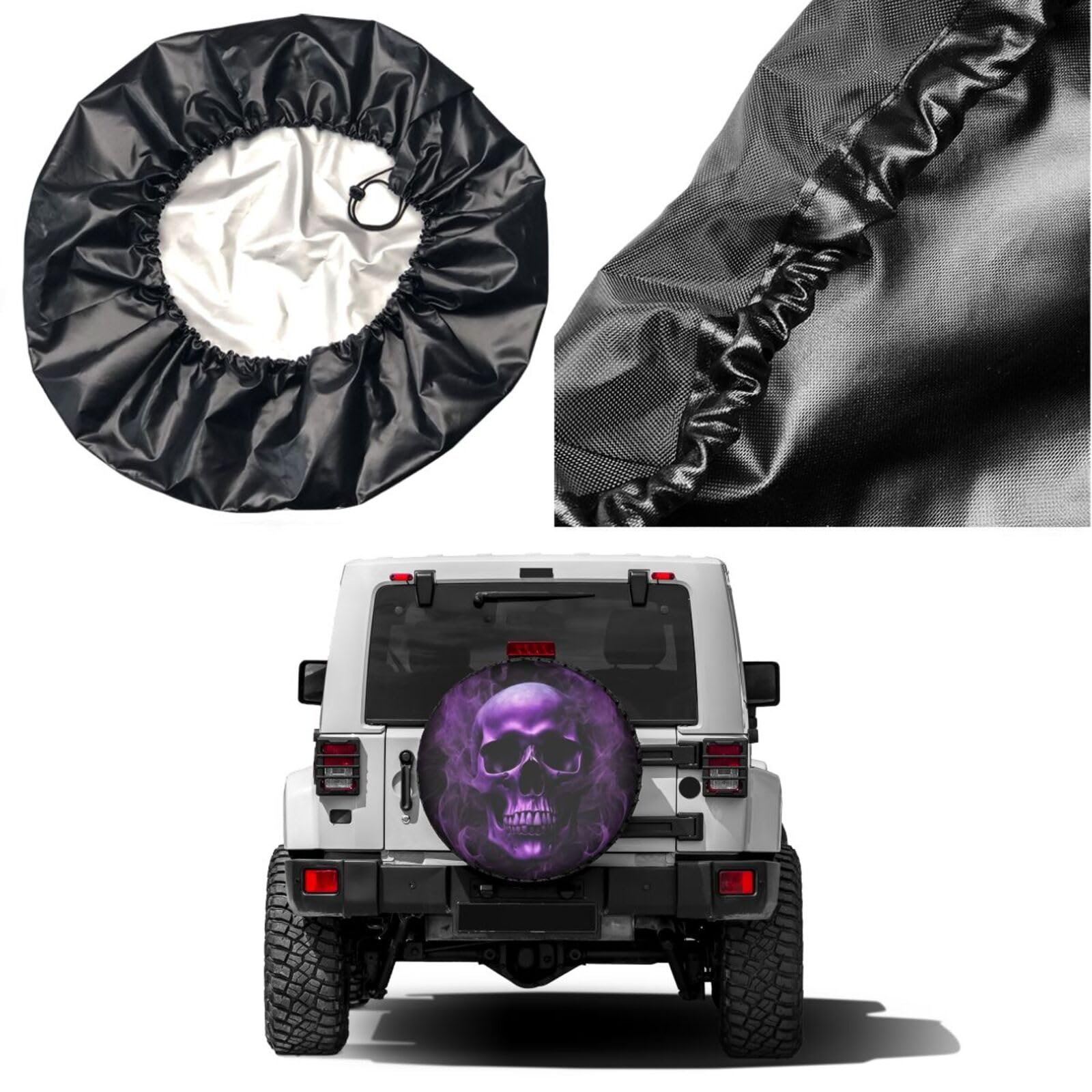 Purple Skull Printed Spare Tire Cover - 17 Inch Dustproof Wheel Protector for Trailers, RVs, SUVs & Most Vehicles | Off-Road Adventure & Camping Accessory