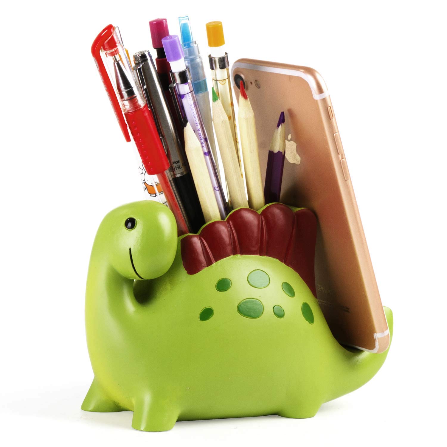 Dinosaur Pen Holder & Phone Stand - Resin Desk Organizer for Office & Home Decor