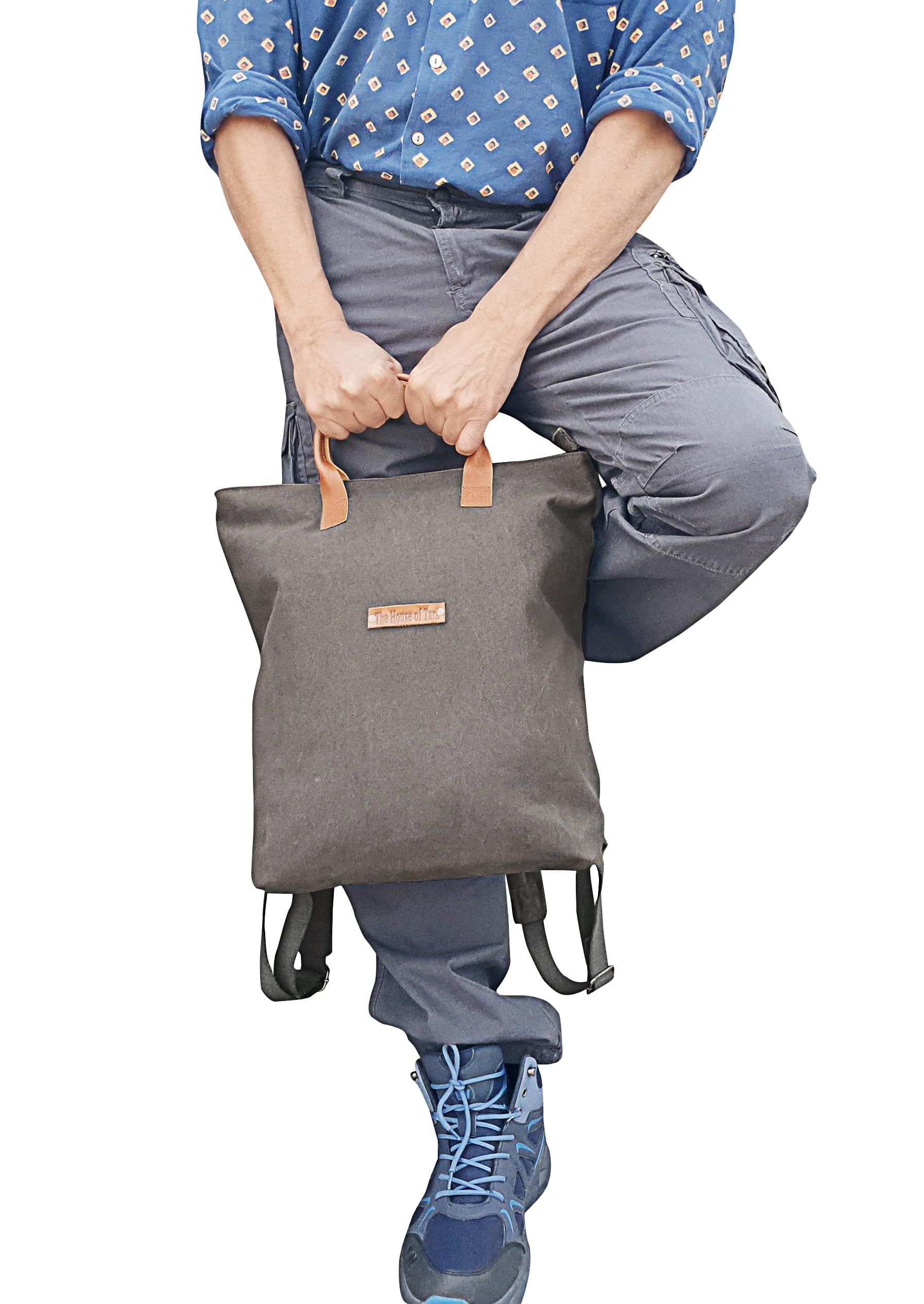 The House of Tara Convertible Canvas Backpack for Men & Women - 15L Lightweight Laptop Backpack with 14