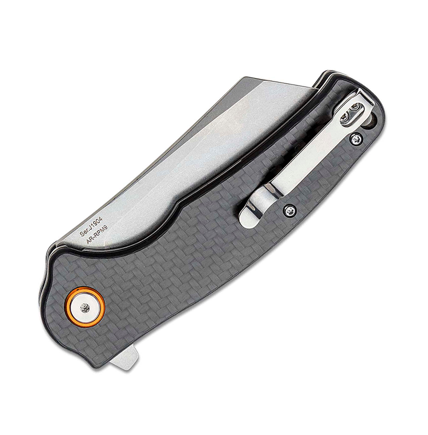 CJRB Crag J1904 Folding Knife - Carbon Fiber Handle, AR-RPM9 Powder Steel Blade - EDC, Outdoor, Camping, Survival Gear