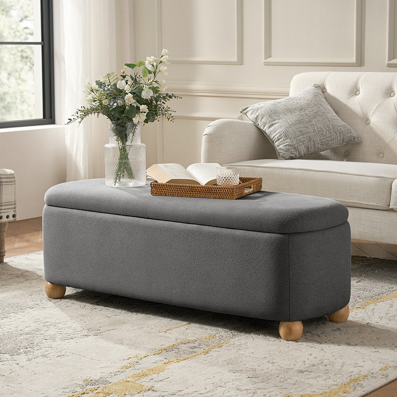 Gabino Storage Bench with Solid Wood Legs & Waterproof Fabric - Entryway Seating, Shoe Storage & Living Room Organizer - Perfect for Hallway, Bedroom & Mudroom Organization