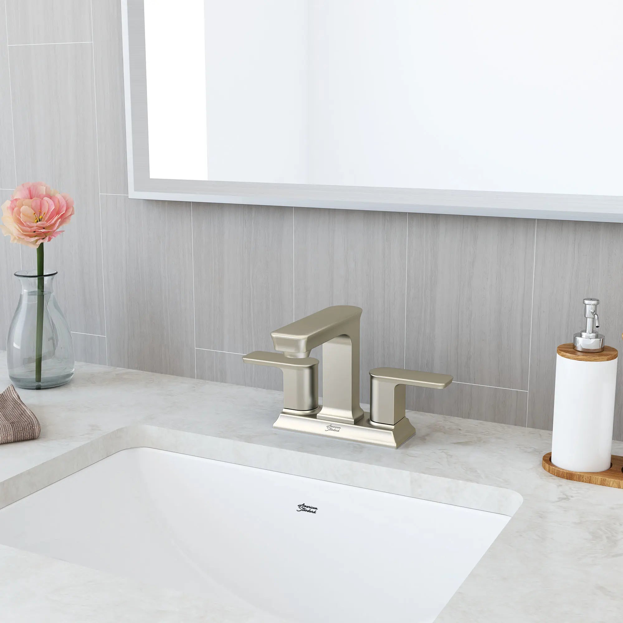 Forsey® 4 Inch Centerset 2 Handle Bathroom Faucet - 1.2 GPM/4.5 LPM Water-Saving Design with Lever Handles - Perfect for Bathroom Vanity Sink and Powder Room Installation