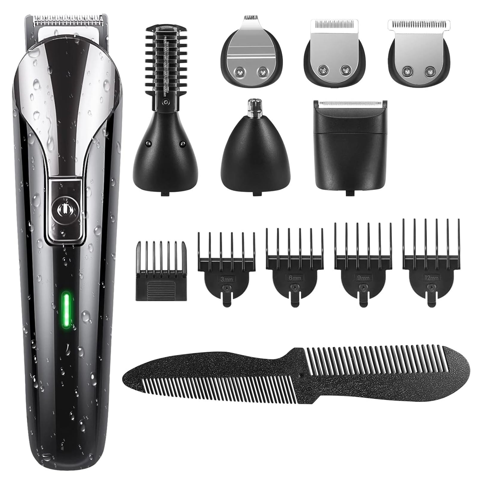 Premium All-in-One Men's Grooming Kit - Beard Trimmer, Hair Clippers, Nose & Ear Trimmer with Ultra-Sharp Stainless Steel Blades | Cordless, Washable & Travel-Friendly | Perfect for Home, Gym & Business Travel