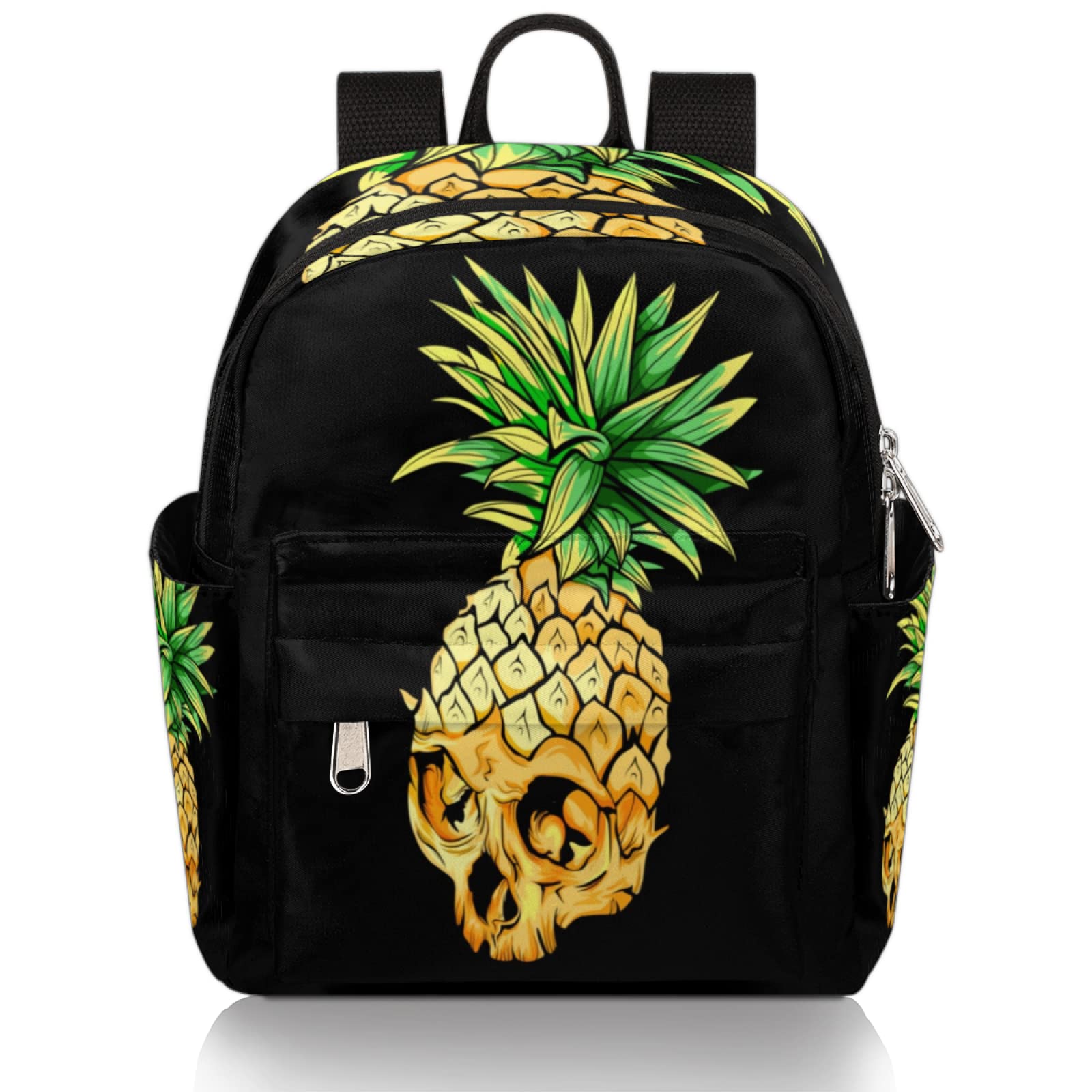 **Stylish Mini Backpack for Women - Cute Sugar Skull & Pineapple Print Small Travel Backpack, Lightweight Shoulder Bag for Girls & Teens - Perfect for School, Day Trips & Casual Outings**