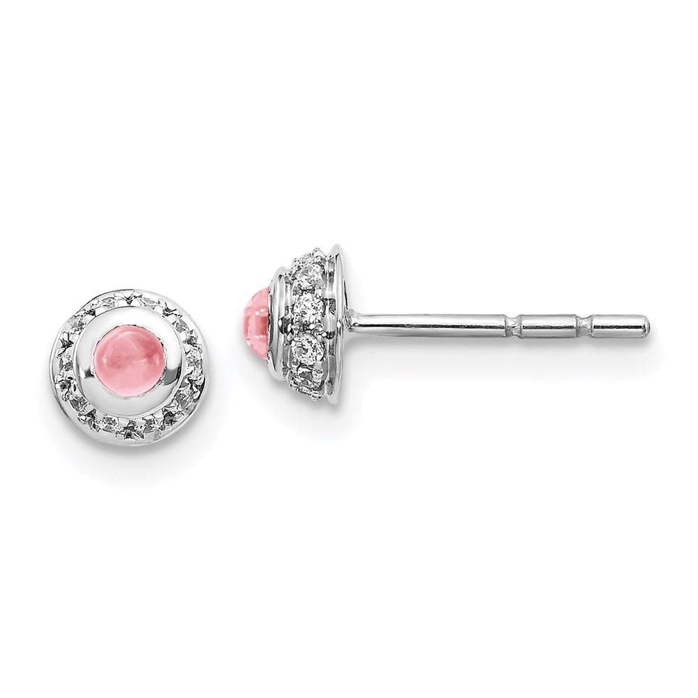 14k White Gold Pink Tourmaline Earrings - Diamond Accents for Women | Gift & Evening Wear