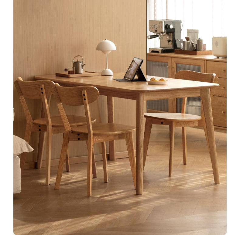 Solid Oak Wood Modern Rectangular Dining Table - Rustic Farmhouse Style for Kitchen, Dining Room & Small Spaces | Durable & Stylish Home Furniture