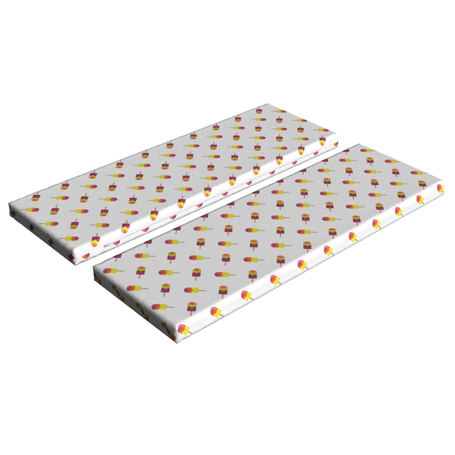 Ambesonne Ice Cream Bench Cushion Set of 2 - Colorful Summer Snack Design, Sugary & Refreshing Diagonal Pattern, 45