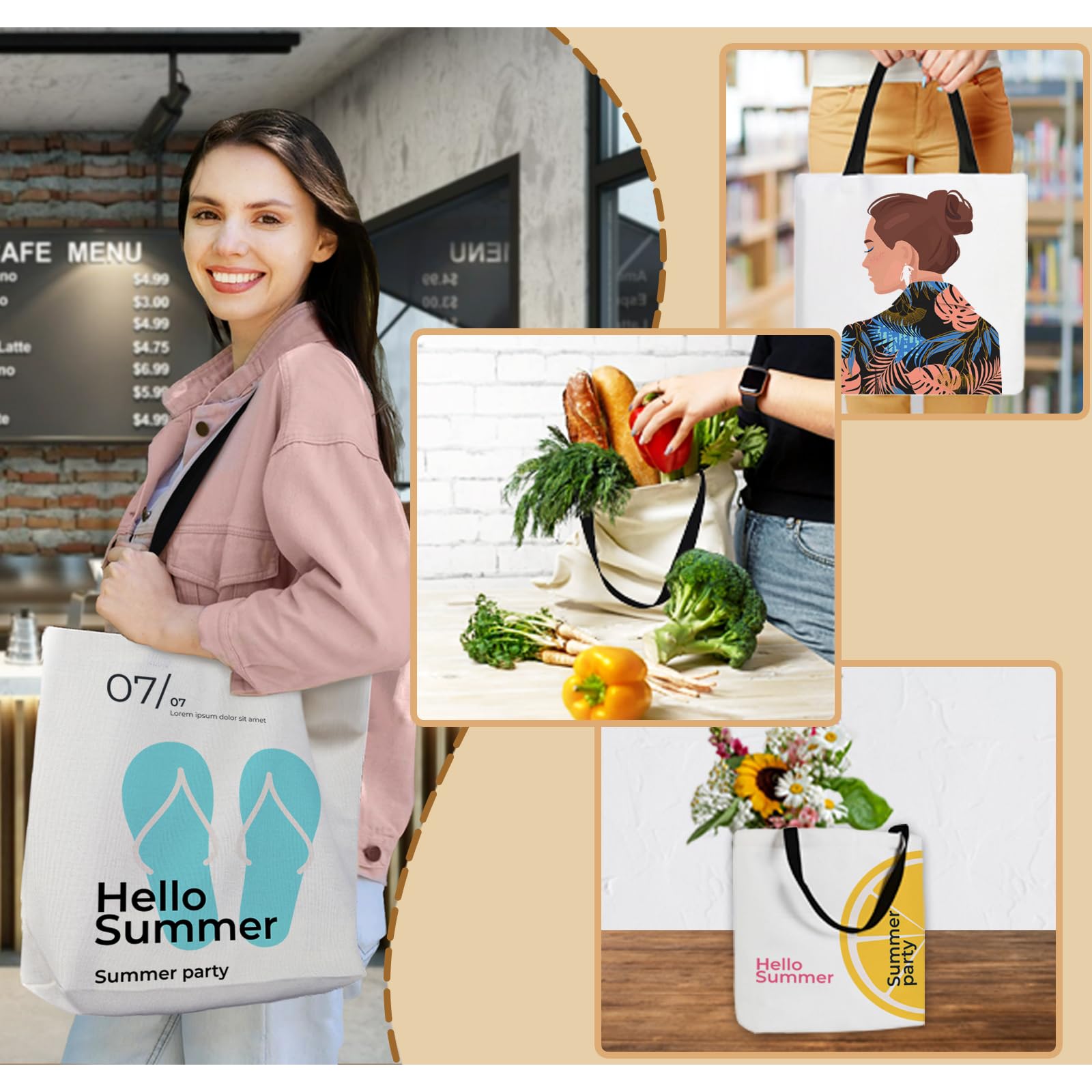 12 Pack Sublimation Tote Bags Blank Canvas Polyester Bags for DIY Printing - Customizable Grocery Totes for Crafts, Gifts & Personalization (White) | Perfect for Beach Trips, Shopping & Personalized Gifts