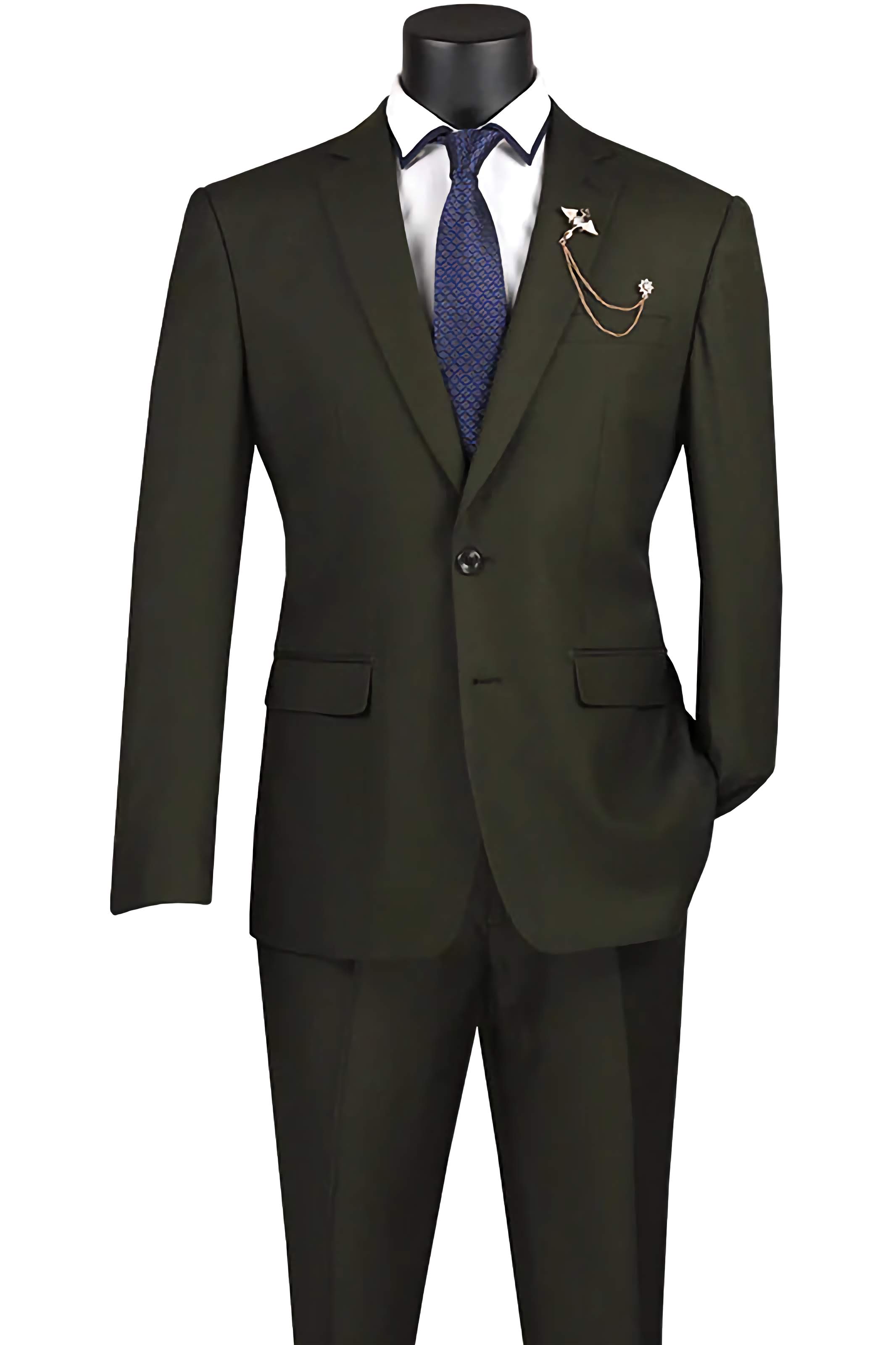 Slim Fit Men's Suit 2 Piece Set - 2 Button Olive Green Business Formal Wear | Perfect for Weddings, Office & Special Occasions