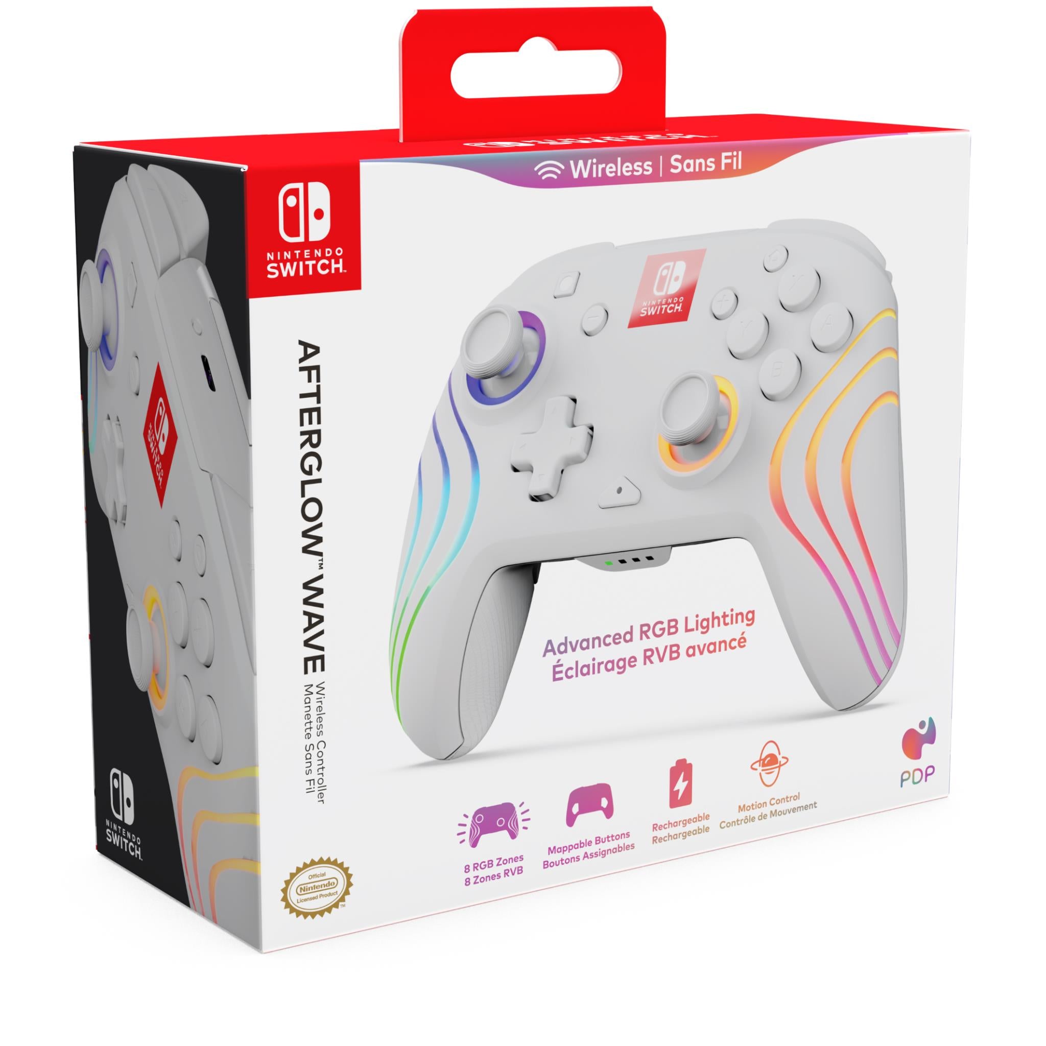 Afterglow Wave Wireless Controller for Nintendo Switch - White | Ergonomic Design, Motion Controls, HD Rumble | Perfect for Gaming at Home or On-the-Go