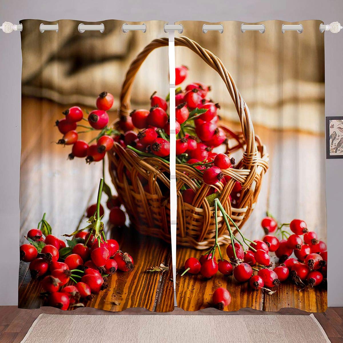 Tropical Fruit Print Window Curtains for Kids - Soft Decor (52x84 Inch) - Perfect for Bedroom & Playroom