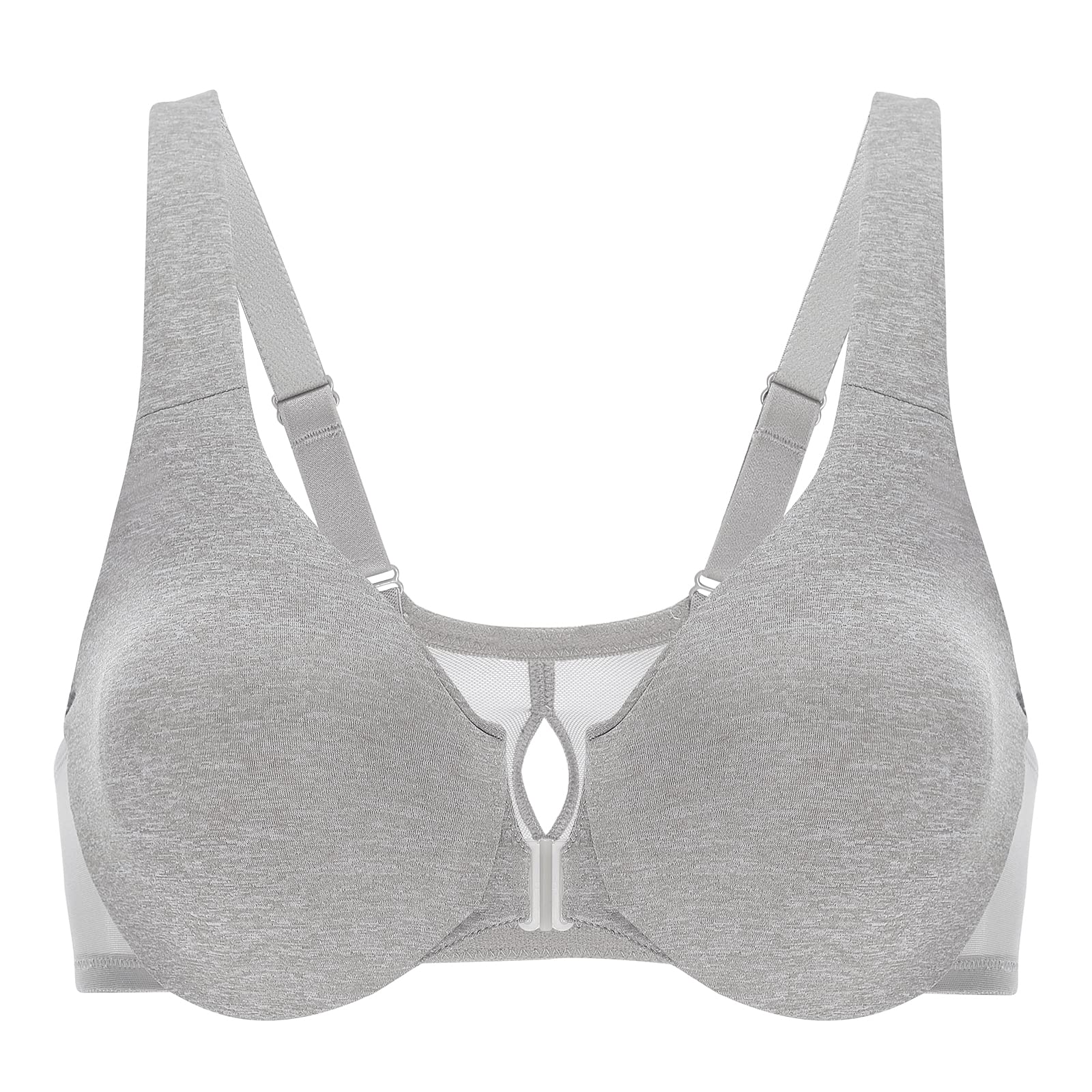 DELIMIRA Women's Front Closure Racerback Bra - Plus Size Unlined Underwire Full Coverage Plunge Bras for Comfort & Support | Perfect for Everyday Wear, Workouts, and Yoga