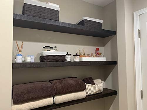 Joel's Antiques - 60 Inch Natural Wood Floating Shelves for Wall - Heavy Duty Rustic Fireplace Mantel & Bookshelf - Perfect for Living Room, Bedroom & Office Decor - Mocha Brown 60x12x2 Inches - Wall Mounted Shelf for Displaying Books, Photos & Home Decor