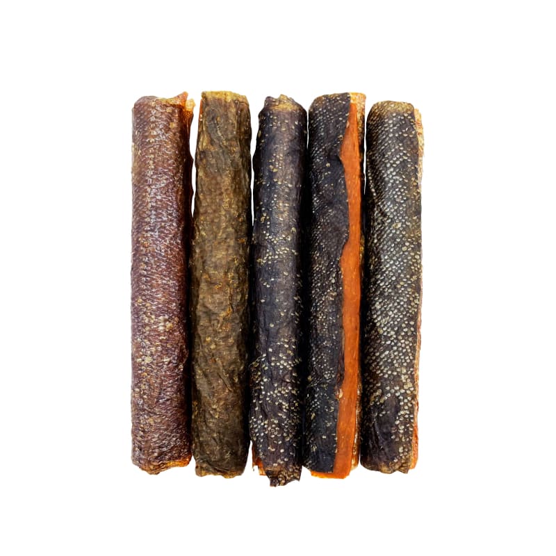 Premium Wild Alaskan Salmon Skin Roll Dog Treats - All Natural, Grain-Free, Air-Dried Chews for Dogs (90g) - Perfect for Training Rewards & Dental Health