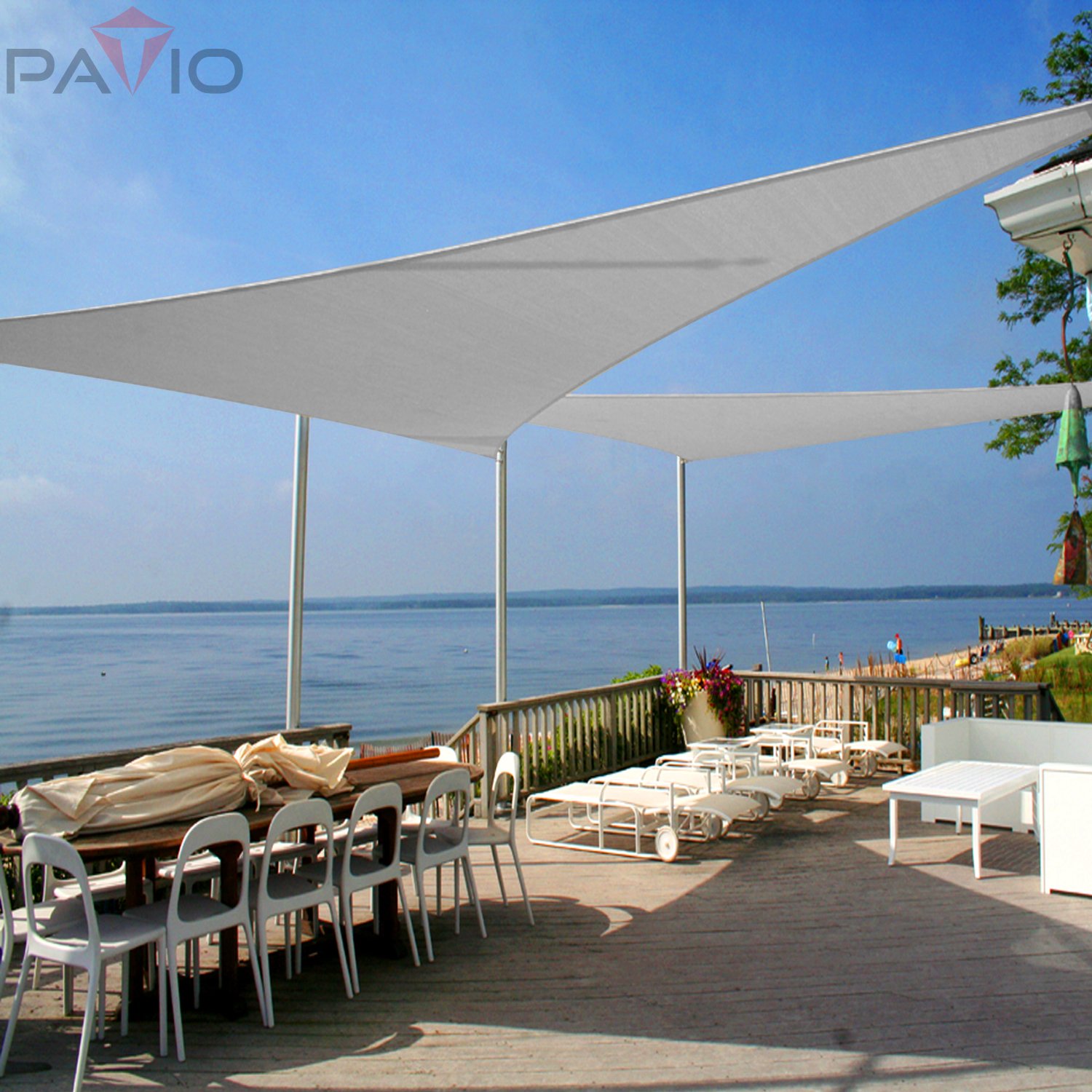 17' x 17' x 24.24' Triangle Sun Shade Sail - Heavy Duty UV Block Canopy with A-Ring Metal Spring Reinforcement for Patio, Garden & Backyard (Light Gray) | Perfect for Outdoor Shade, Poolside Lounging & Summer Relaxation