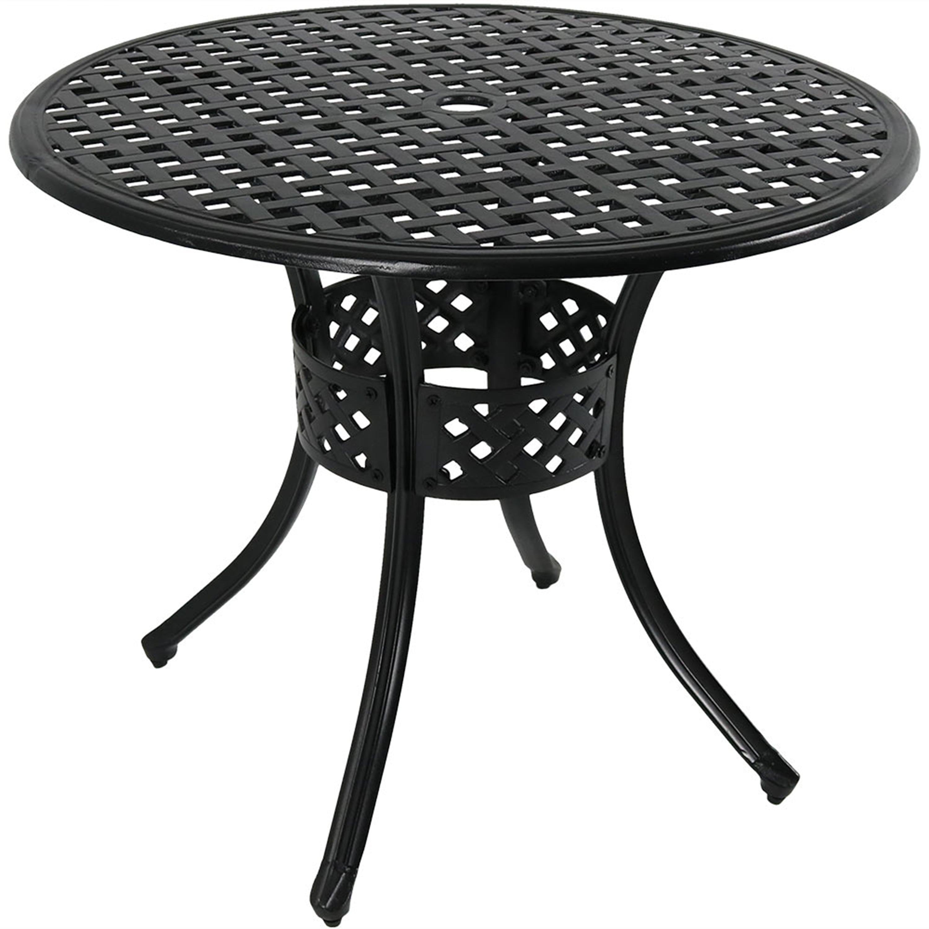 Sunnydaze 33-Inch Black Cast Aluminum Round Outdoor Dining Table - Patio, Garden, Poolside, Backyard Furniture for Dining and Entertaining
