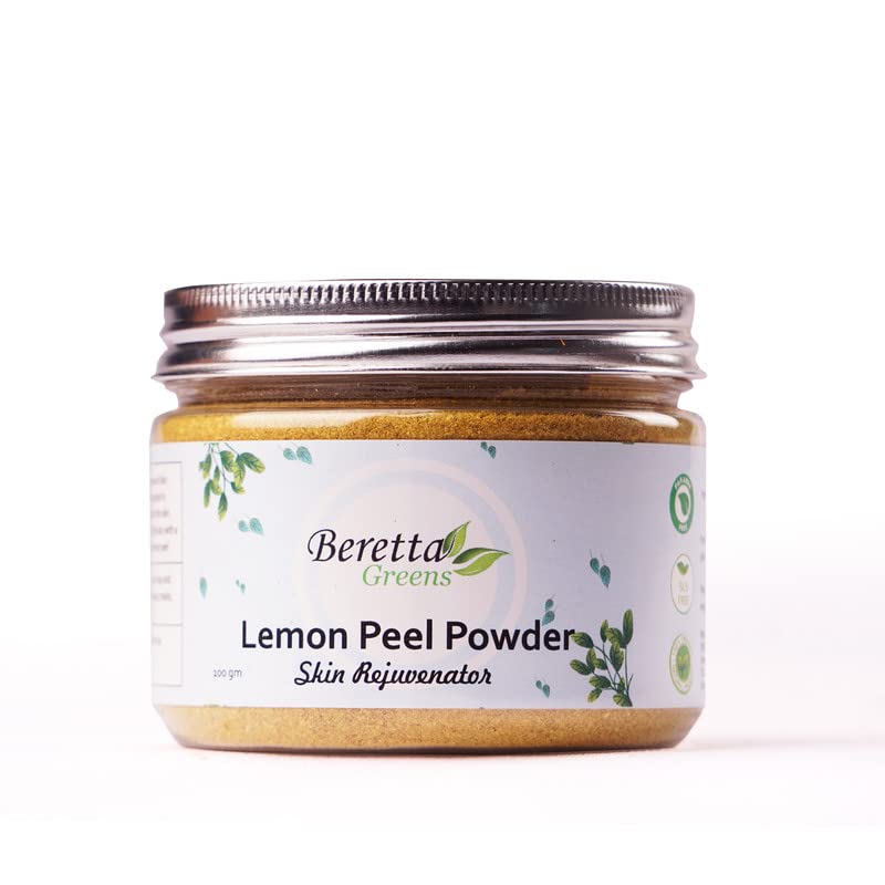 Organic Beretta Lemon Peel Powder - 100g Natural Face Cleanser for Brightening & Exfoliation | Perfect for DIY Skincare, Facial Scrubs & Glowing Skin Routine