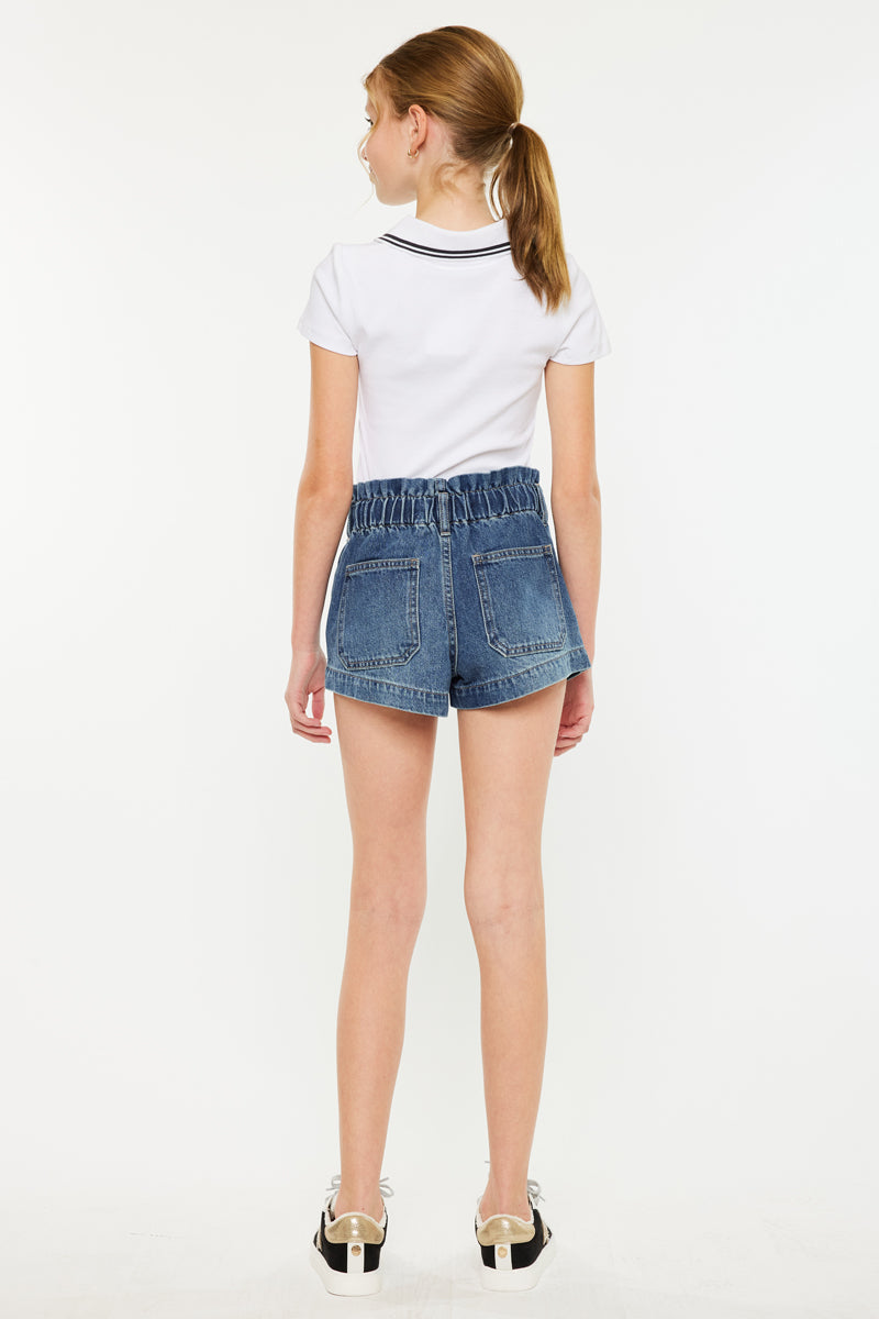 Kids Paper Bag Shorts - High Waist Elastic Waistband Shorts for Girls & Boys | Perfect for Summer, Playtime & Casual Outfits