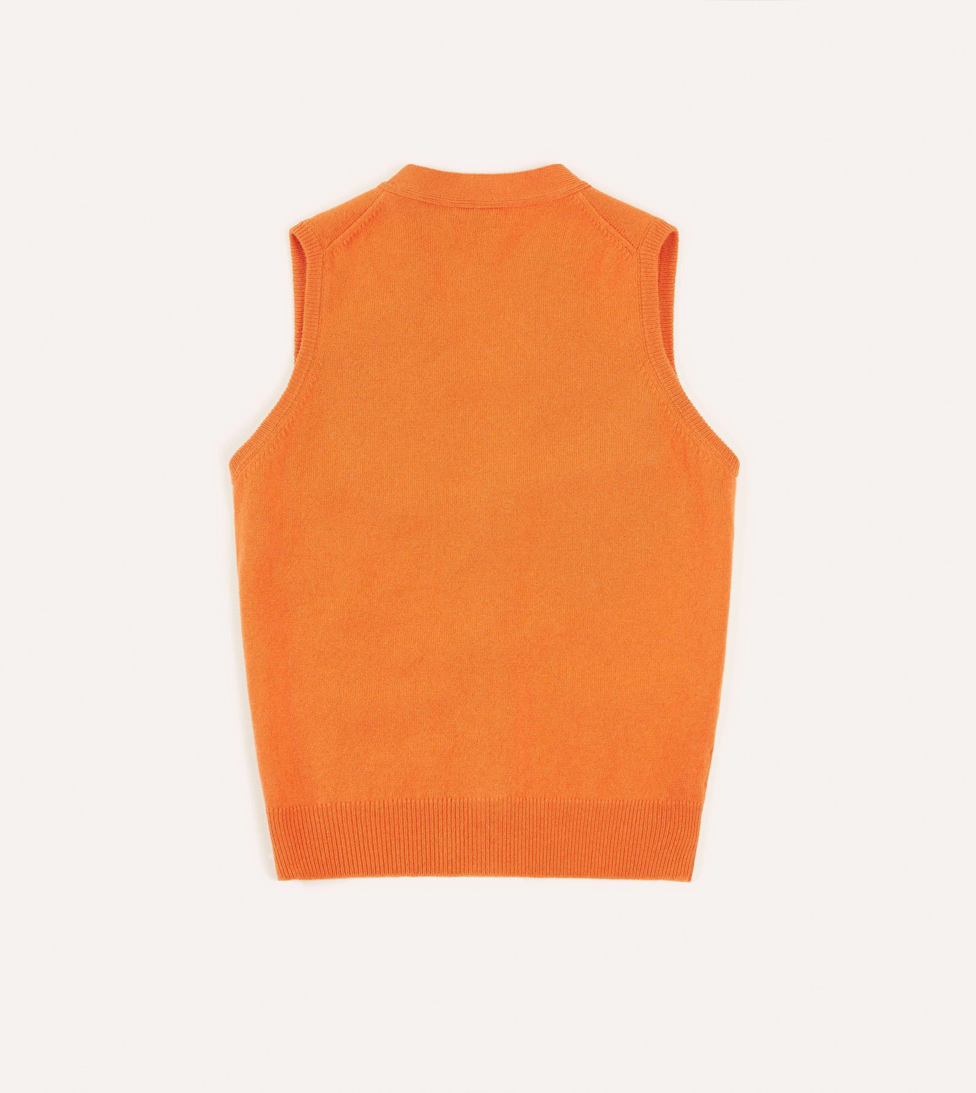 Soft Orange Lambswool Sleeveless Cardigan Sweater for Women - Cozy Lightweight Knit Open Front Wrap - Perfect for Fall, Winter & Layering Outfits