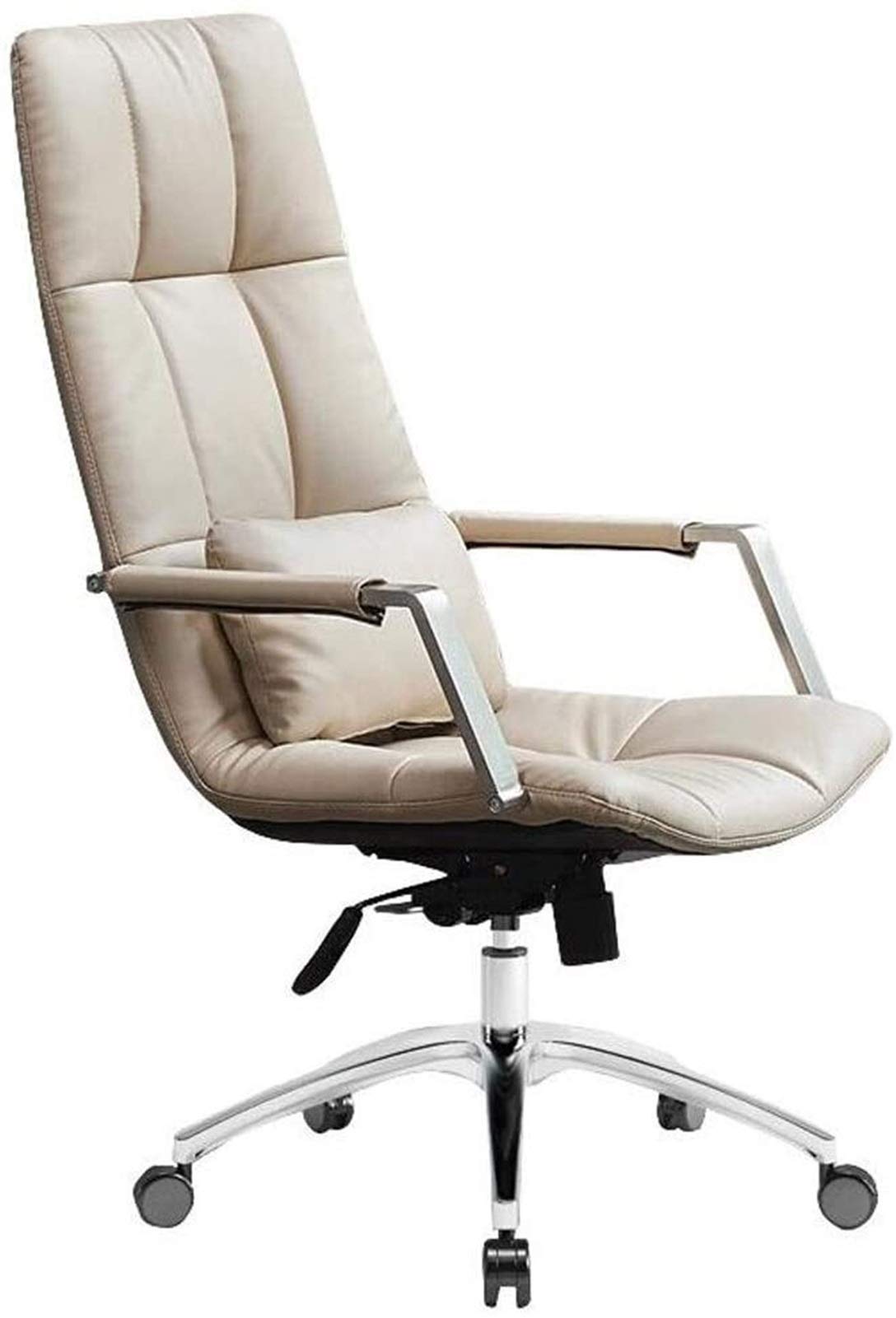 Ergonomic Blue Leather Office Chair with Wheels - Adjustable Height, 360° Swivel & Modern Design for Home & Executive Workspaces - Perfect Computer Desk Chair for Long Work Hours (Beige)