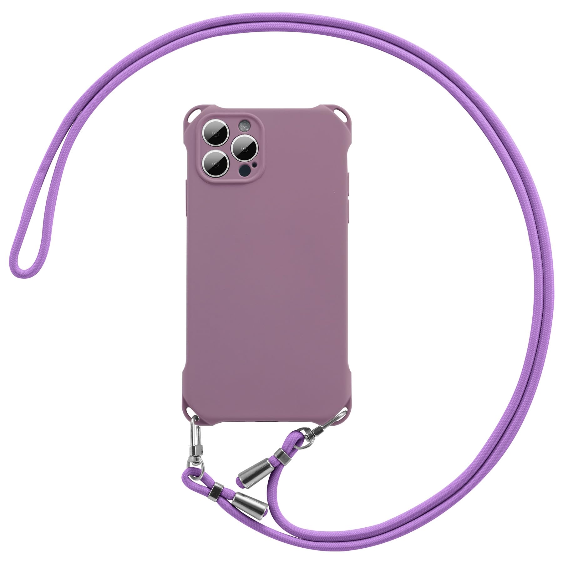 Premium Shockproof Silicone Case for iPhone 13 Pro Max (6.7 inch) with Adjustable Crossbody Lanyard - Light Purple | Perfect for Outdoor Activities, Travel & Hands-Free Convenience