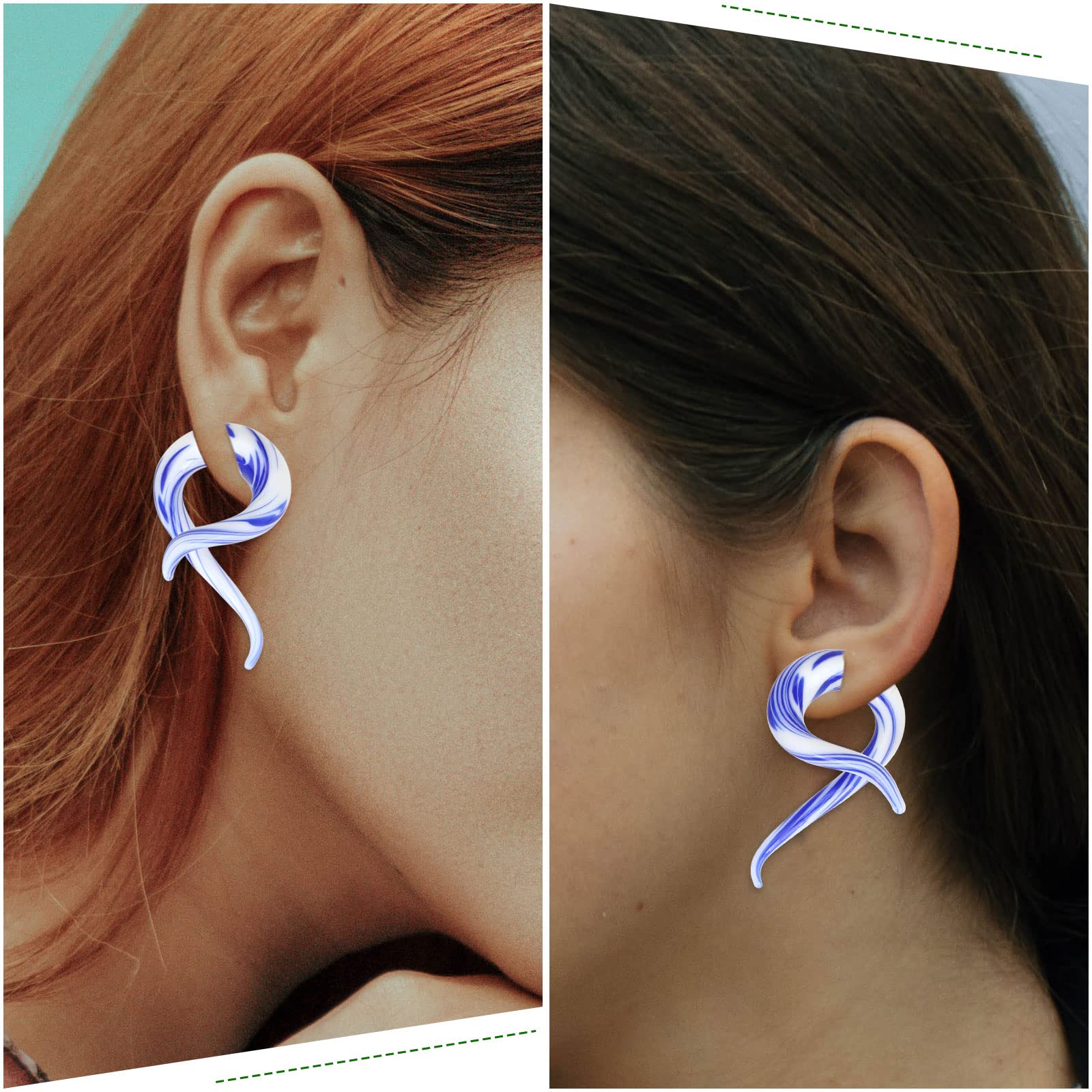 Stuppendux 2Pcs Spiral Glass Ear Tapers - Ear Plugs, Tunnels & Expander for Stretching - Body Piercing Jewelry for Men & Women - Perfect for Gauges, Hangers & Everyday Wear