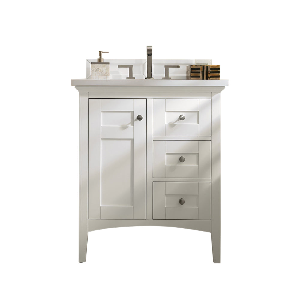 Palisades 30 Inch Single Bathroom Vanity Set with White Zeus Quartz Countertop - Bright White Finish for Modern Bathroom Decor | Perfect for Small Spaces & Guest Bathrooms