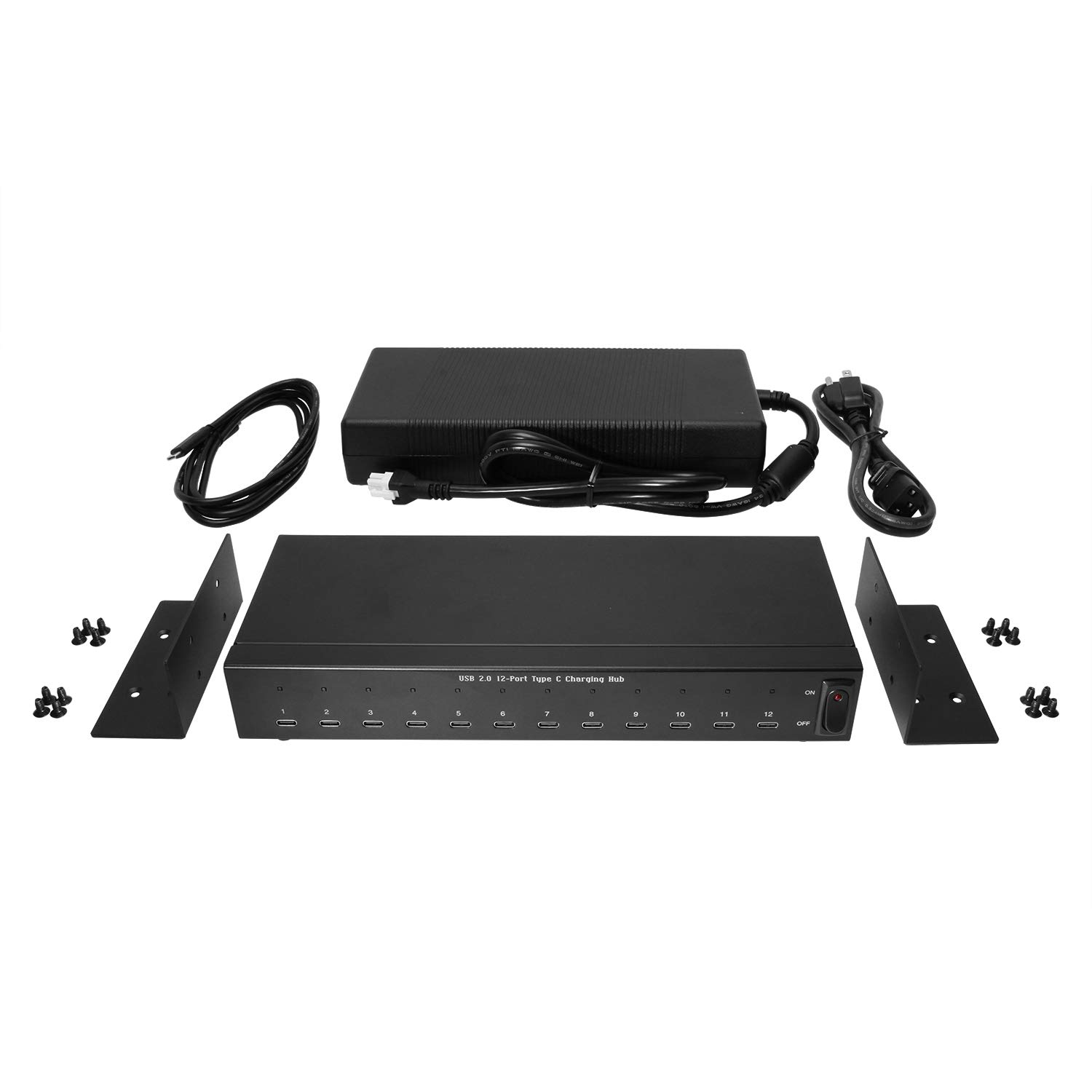 12-Port Industrial USB-C Charging Station - 3A Fast Charging per Port, Sync & Charge Multiple Devices - Perfect for Offices, Workshops & Smart Homes