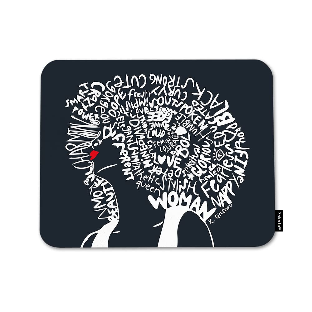 African American Women Mouse Pad - Non-Slip Rubber Base Computer Mouse Mat with Inspirational Quotes (9.5