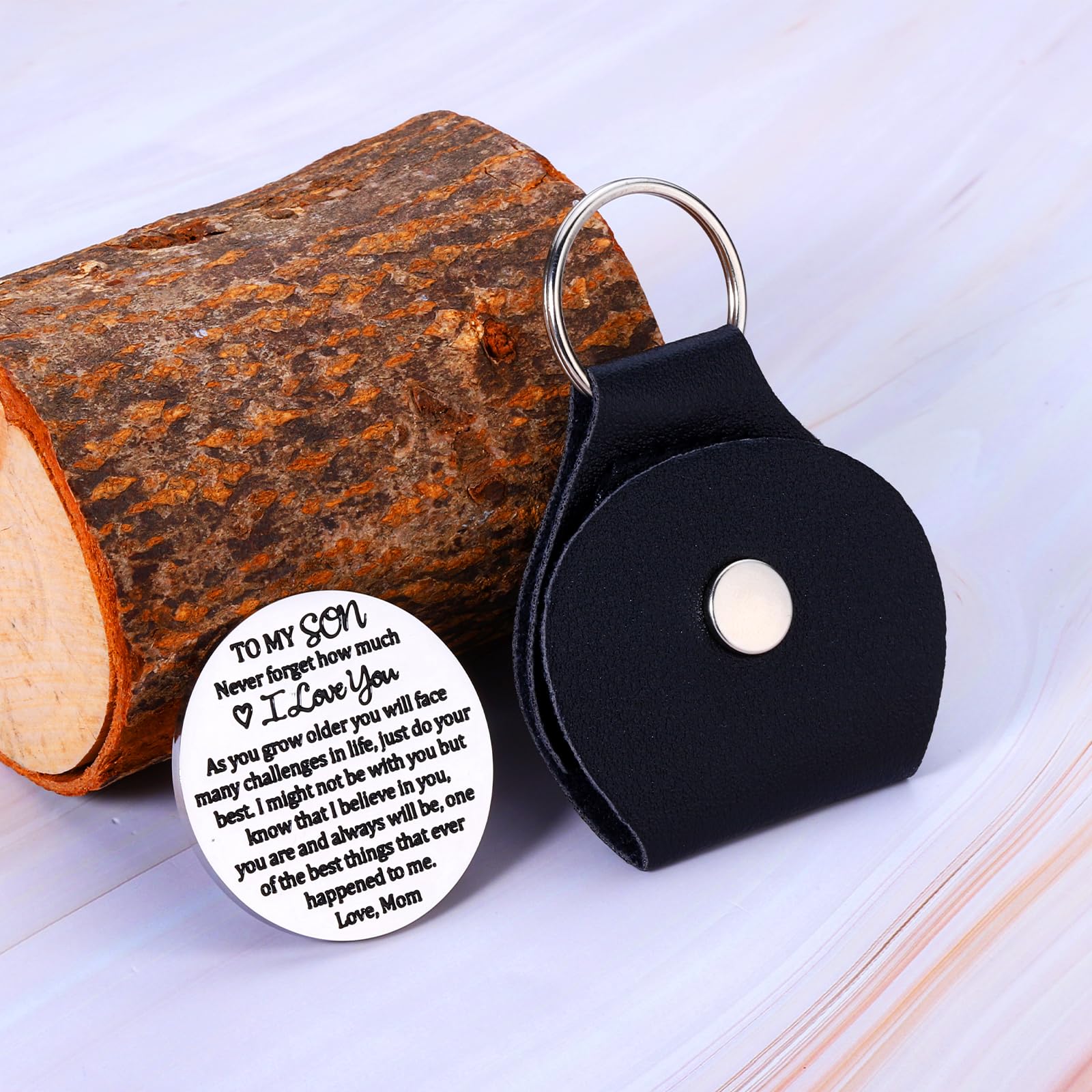 Pocket Hug Token Keychain - Unique Gifts for Adult Son, Teen Boy & Men | Christmas, Birthday, Father's Day Present from Mom | I Love You Keepsake for Him | Perfect for Daily Carry, Travel & Emotional Support