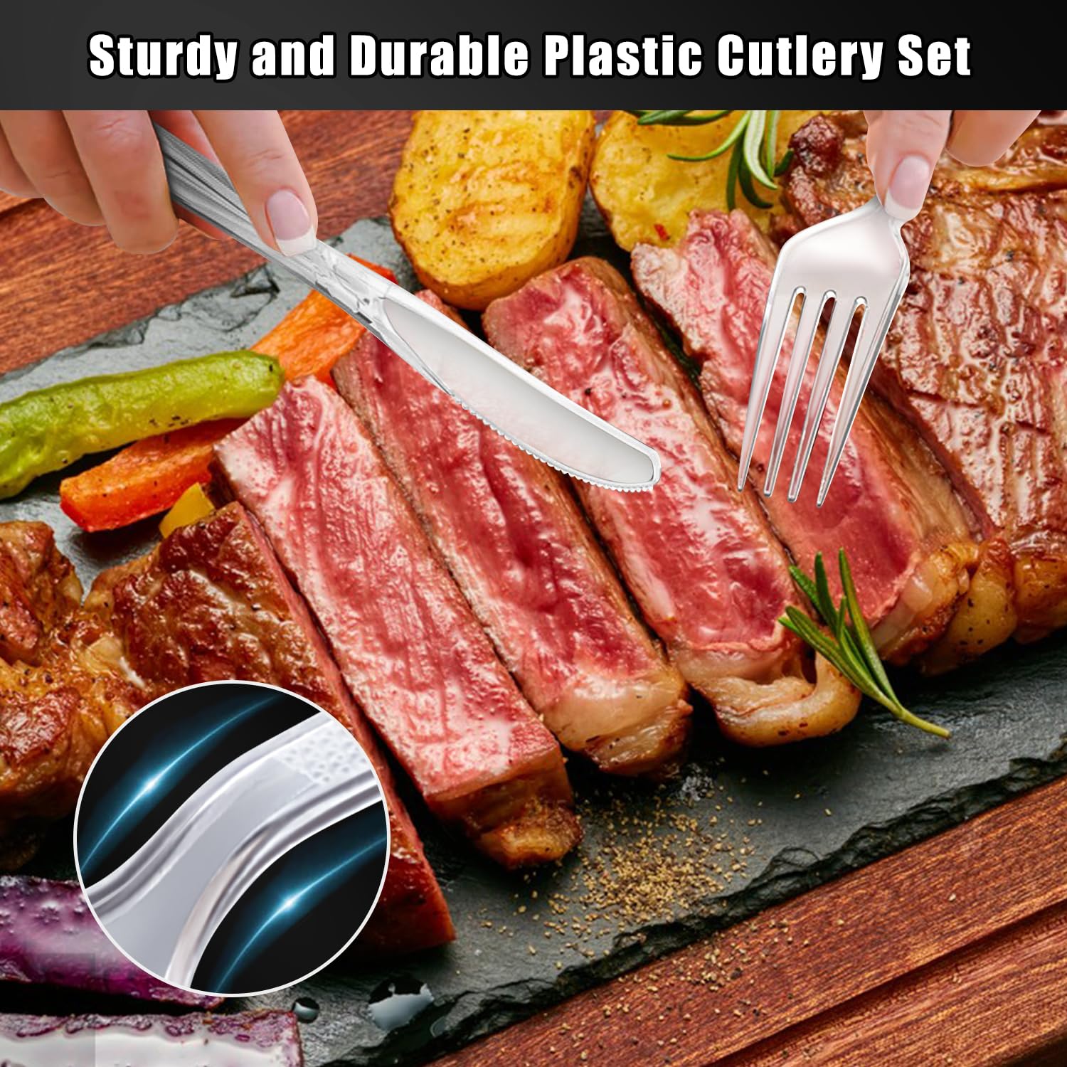 90-Piece Disposable Plastic Cutlery Set - 30 Forks, 30 Spoons & 30 Knives - Clear Plastic Silverware for Wedding, Catering, Party & Picnic - BPA-Free Utensils for Events, BBQ, Camping & Outdoor Dining