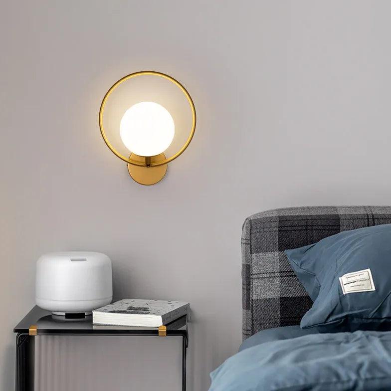 Modern LED Wall Sconce Lights for Bedroom - Dimmable Glass Ring Design Lighting Fixture - Perfect for Bedside, Hallway, and Living Room Ambient Lighting