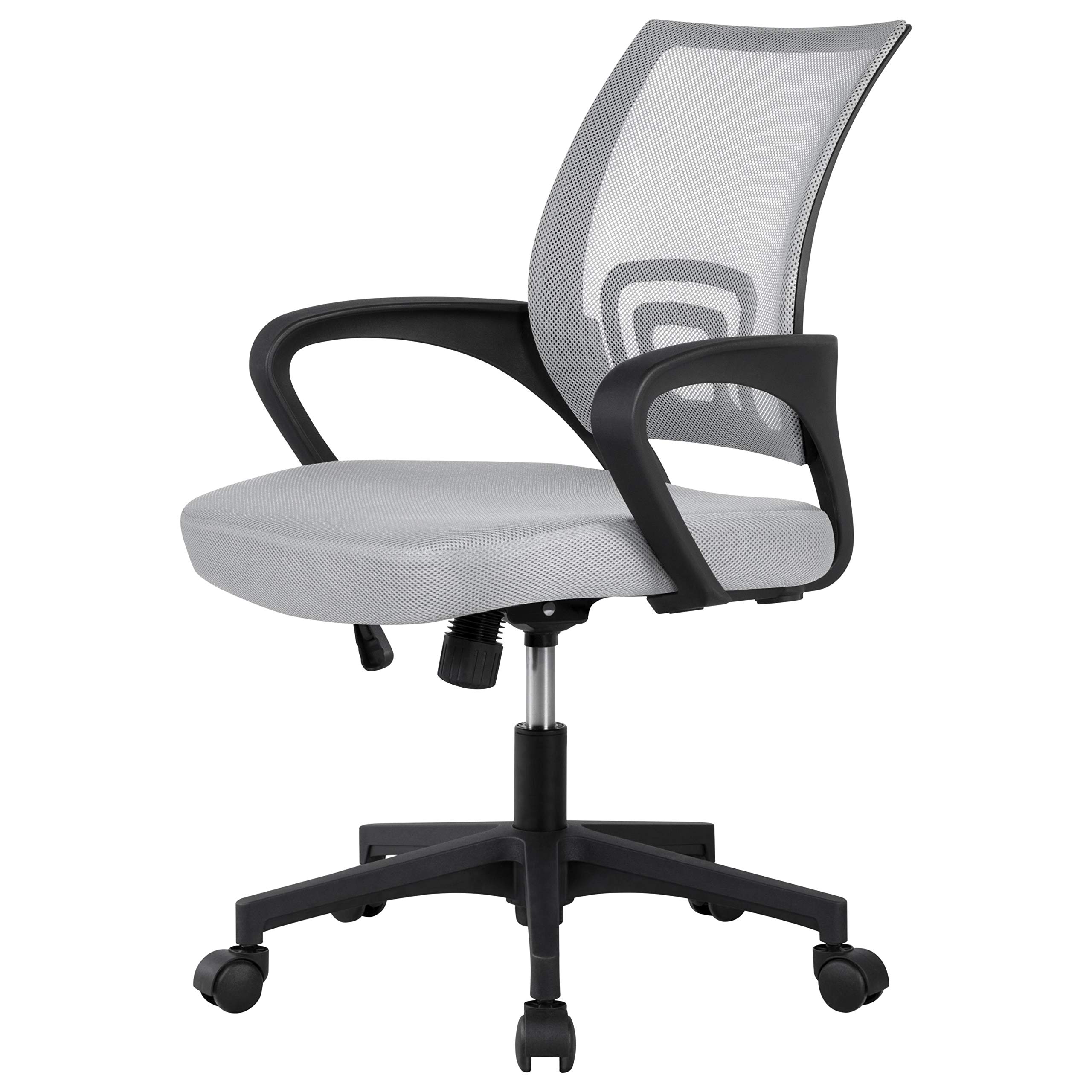 Yaheetech Ergonomic Mesh Office Chair - Adjustable Height, Grey Modern Desk Chair with Wheels & Lumbar Support - Perfect for Home Office, Gaming & Workspaces